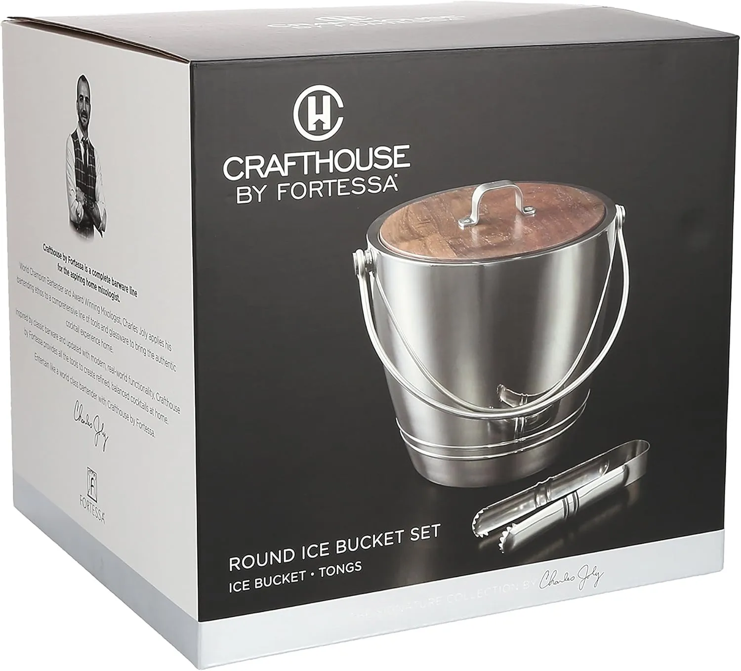 Professional Round Ice Bucket with Tongs - Image 4
