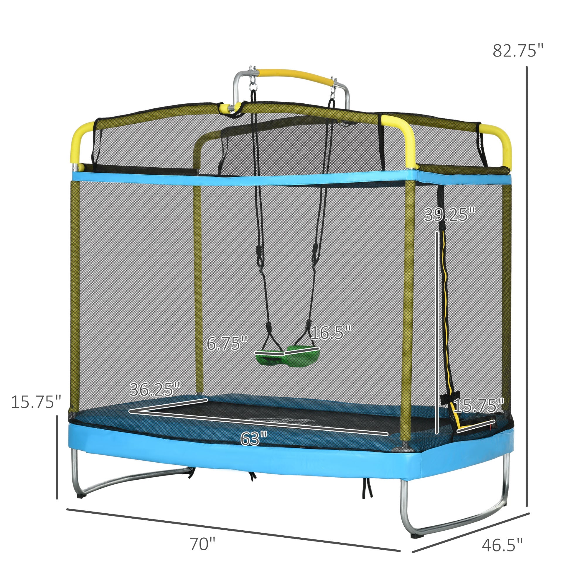 Qaba 3-in-1 Trampoline for Kids, 6.9' Kids Trampoline with Net, Light Blue - Image 2