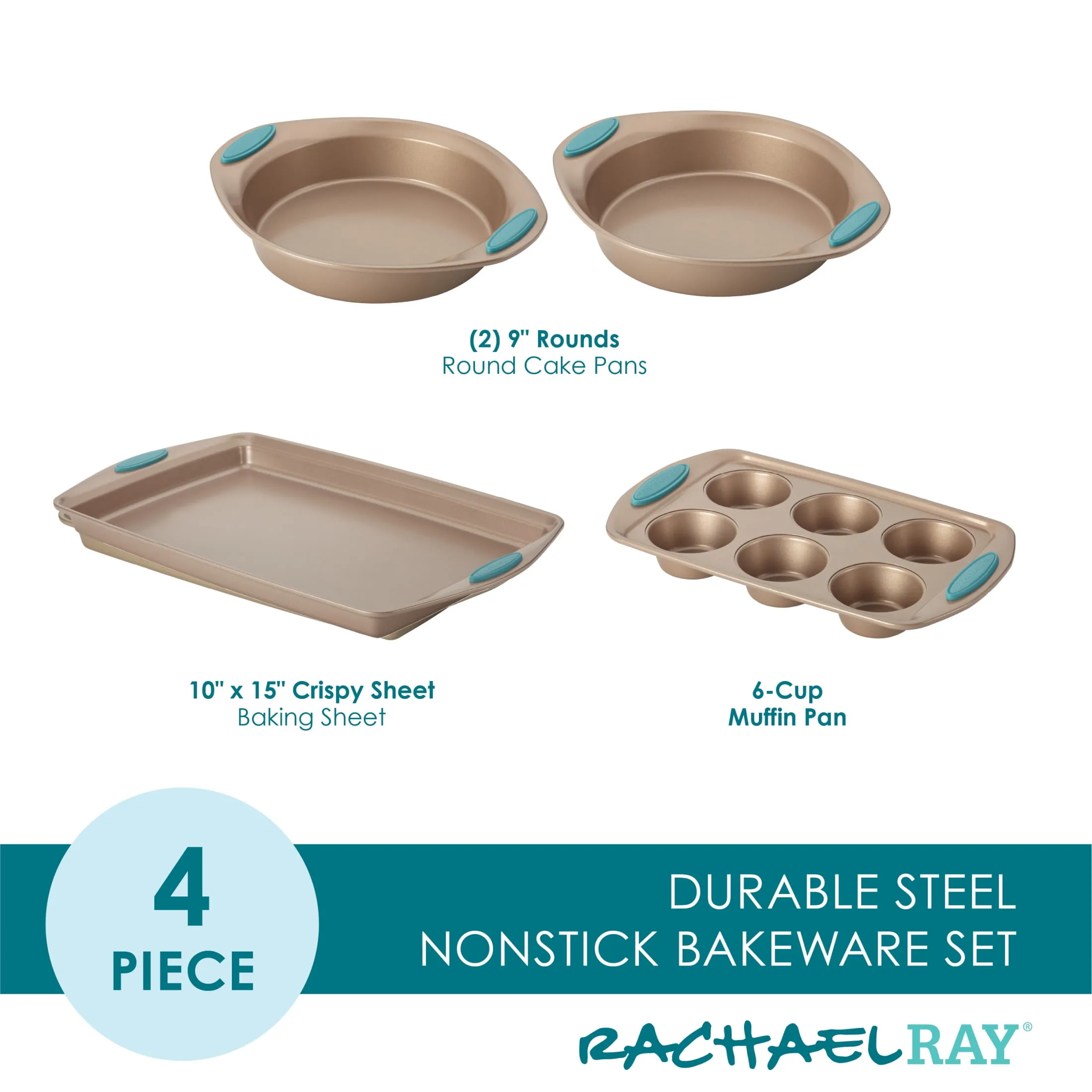 Rachael Ray Cucina Nonstick Bakeware 4-Piece Set - Agave Blue - Image 9