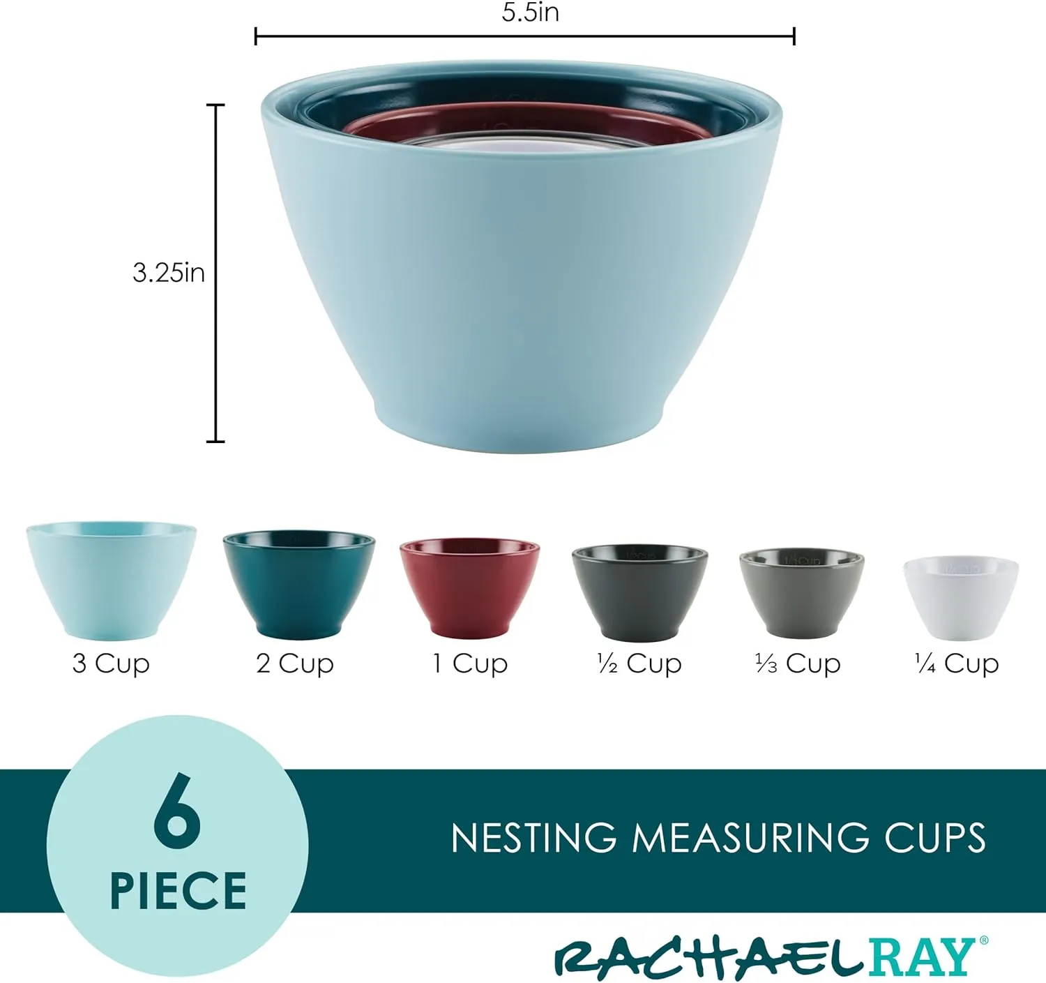 Rachael Ray Melamine 6-Piece Nesting Measuring Cups - Image 4