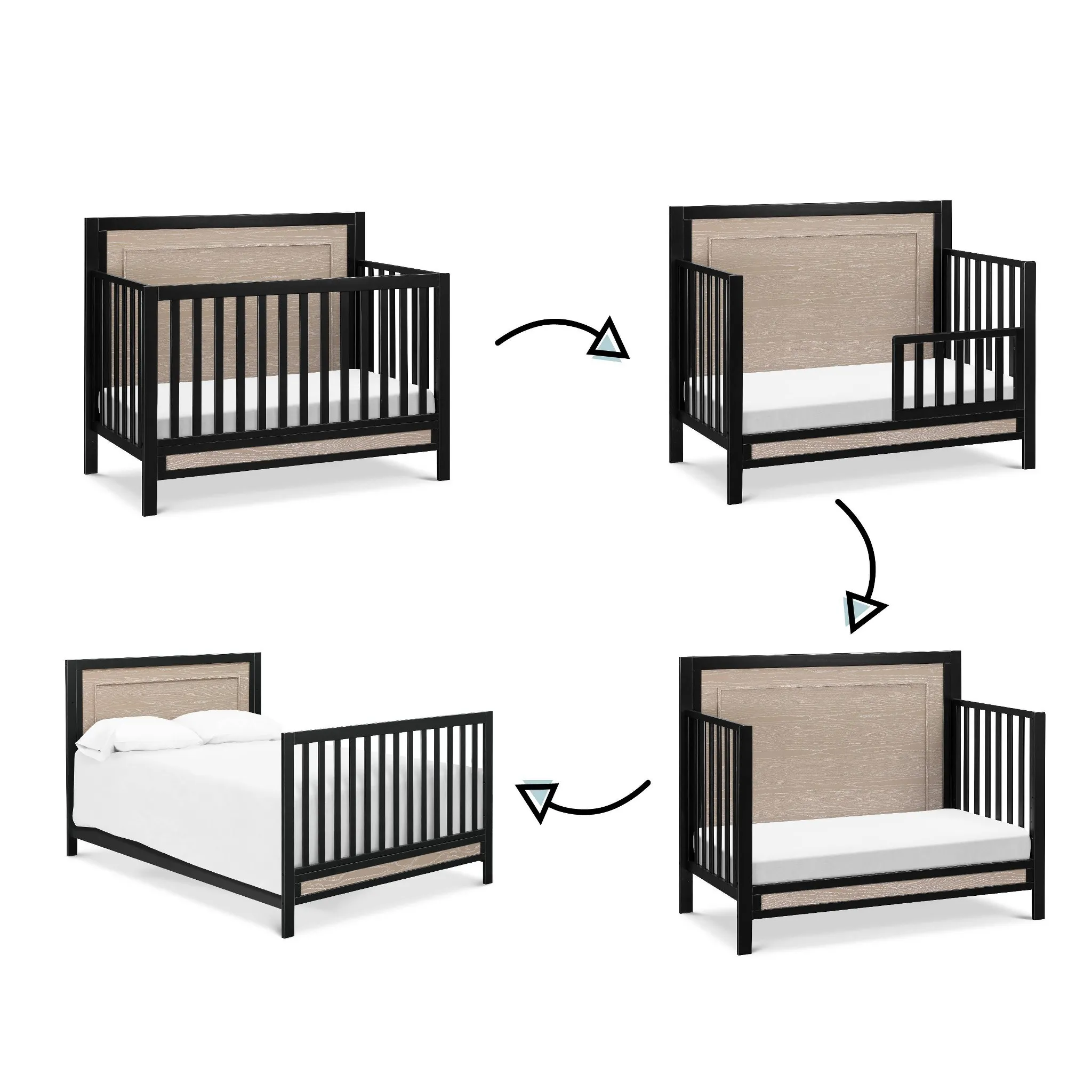 Radley 4-in-1 Convertible Crib - Ebony/Coastwood - Image 2