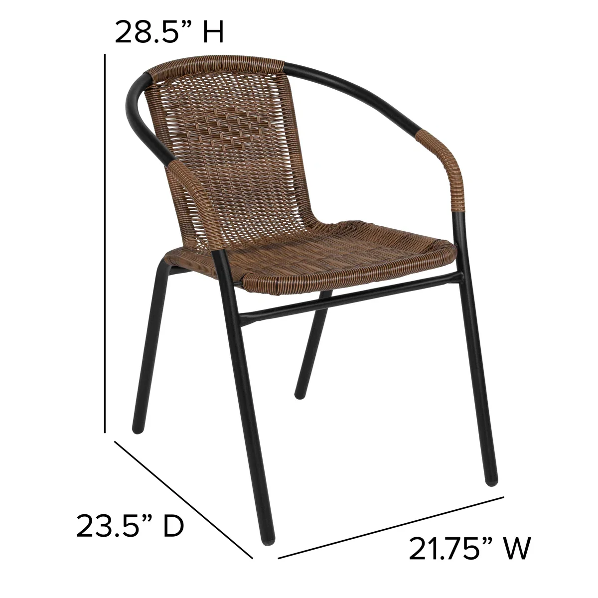 Arthor Rattan Indoor/Outdoor Stacking Restaurant Chairs (Set of 2) - Image 3