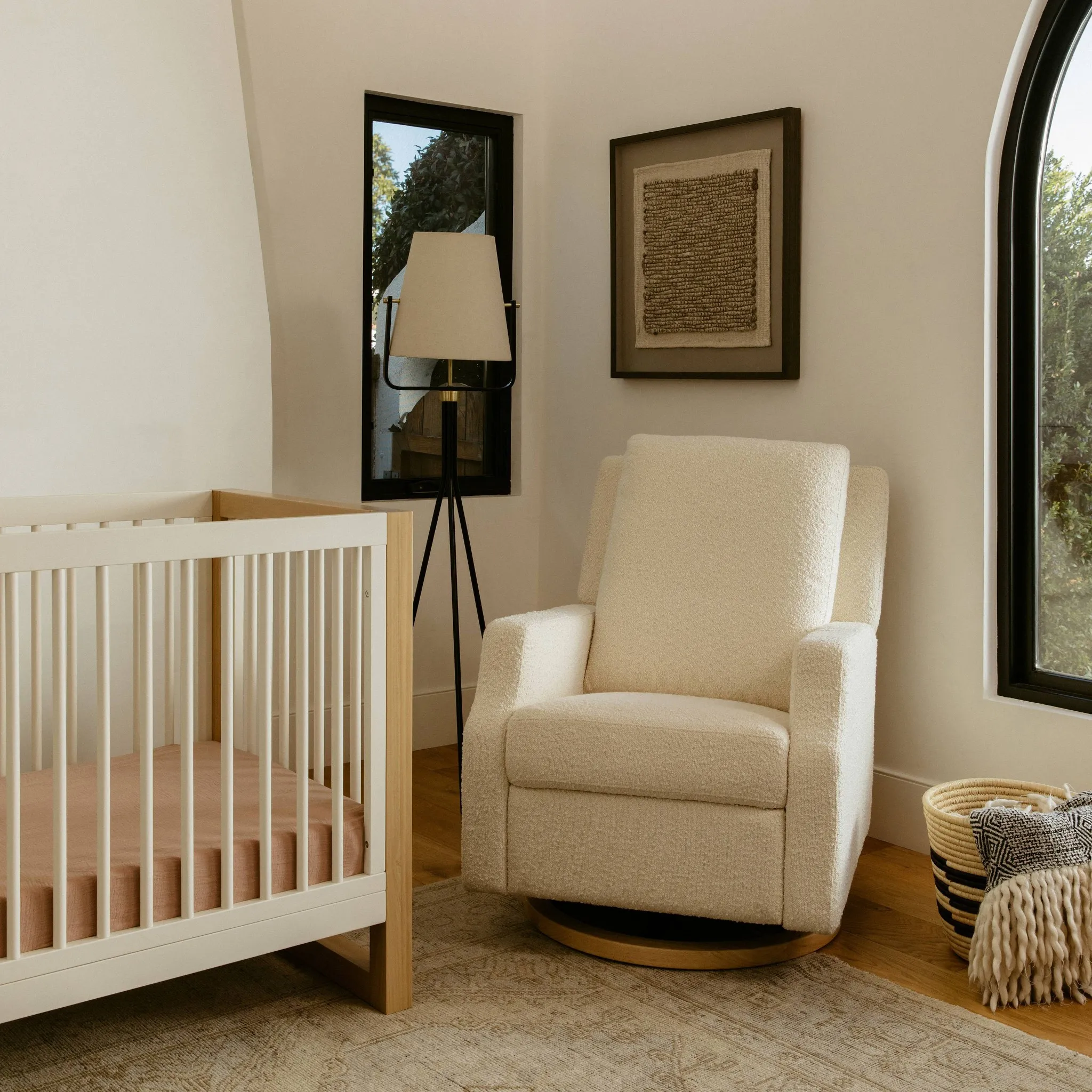 Recliner and Swivel Glider - Ivory Boucle - Image 2