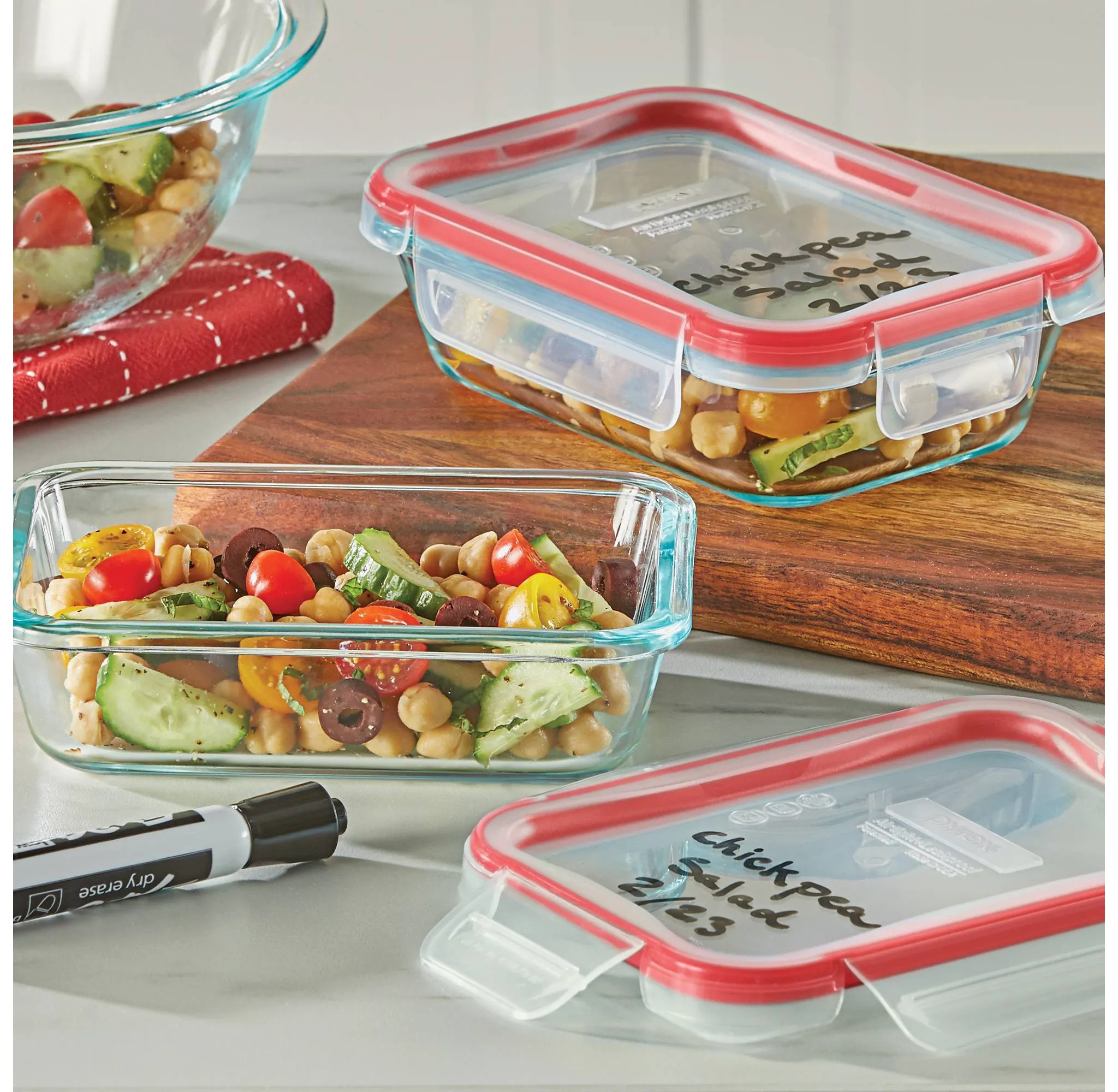 Rectangular Glass Baking Dish Set - Red - Image 5