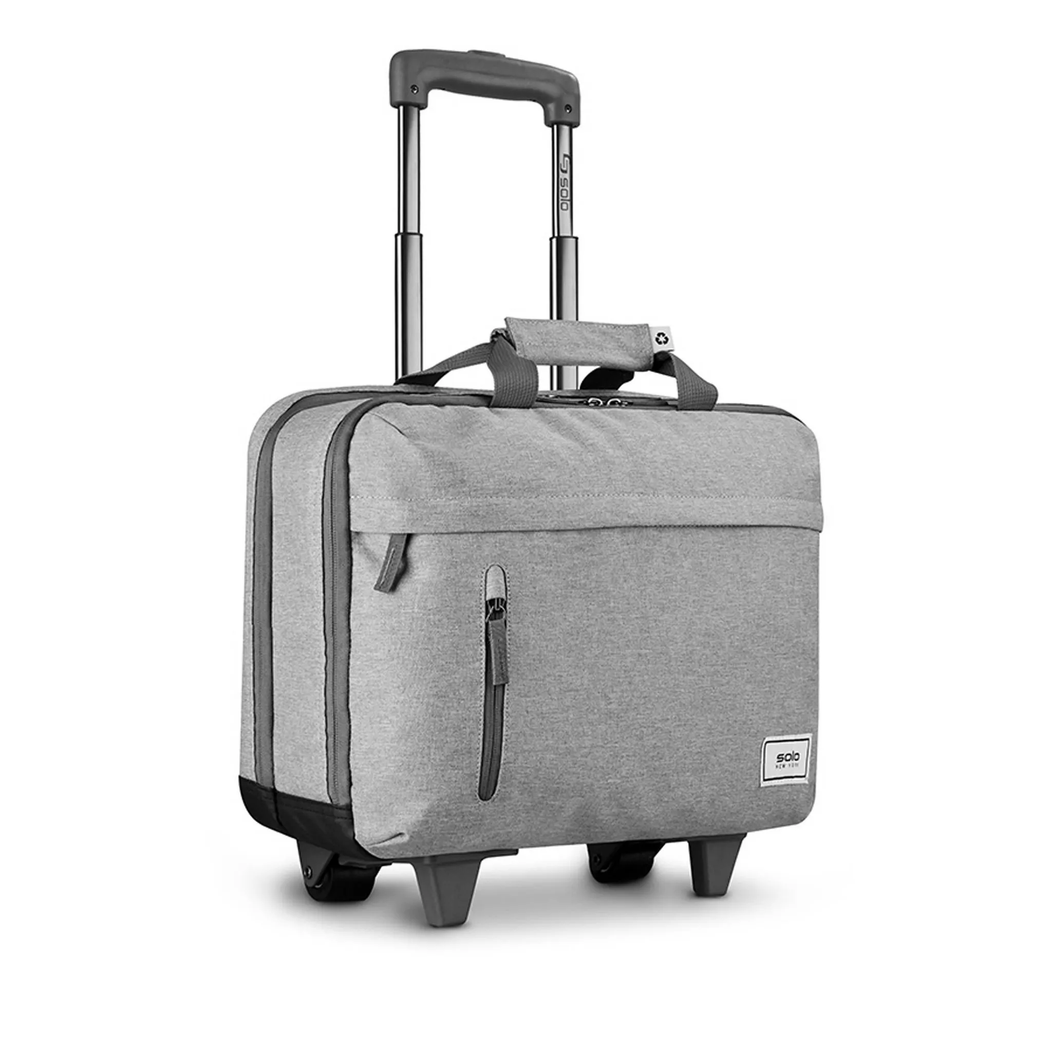 Recycled 15.6" Rolling Laptop Briefcase - Gray - Image 2