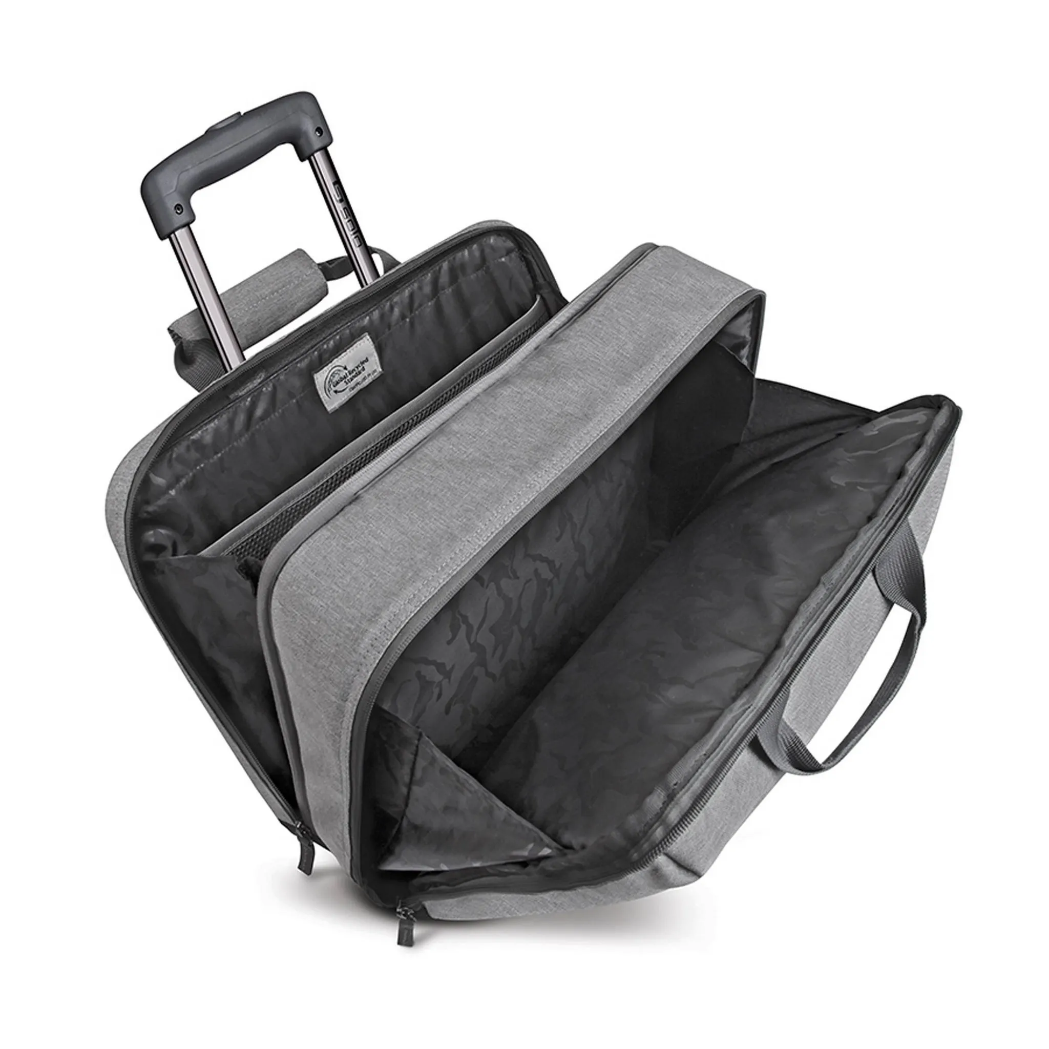 Recycled 15.6" Rolling Laptop Briefcase - Gray - Image 3