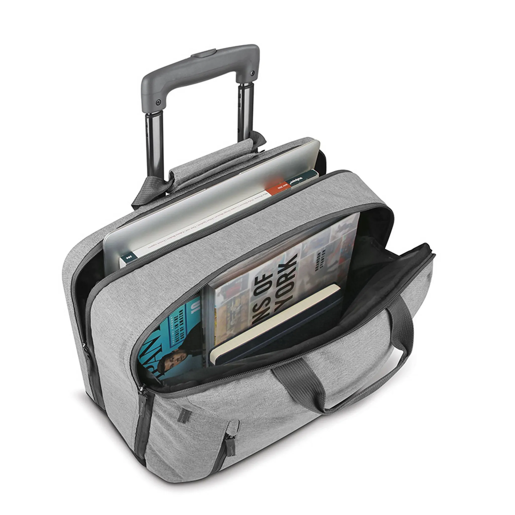 Recycled 15.6" Rolling Laptop Briefcase - Gray - Image 4