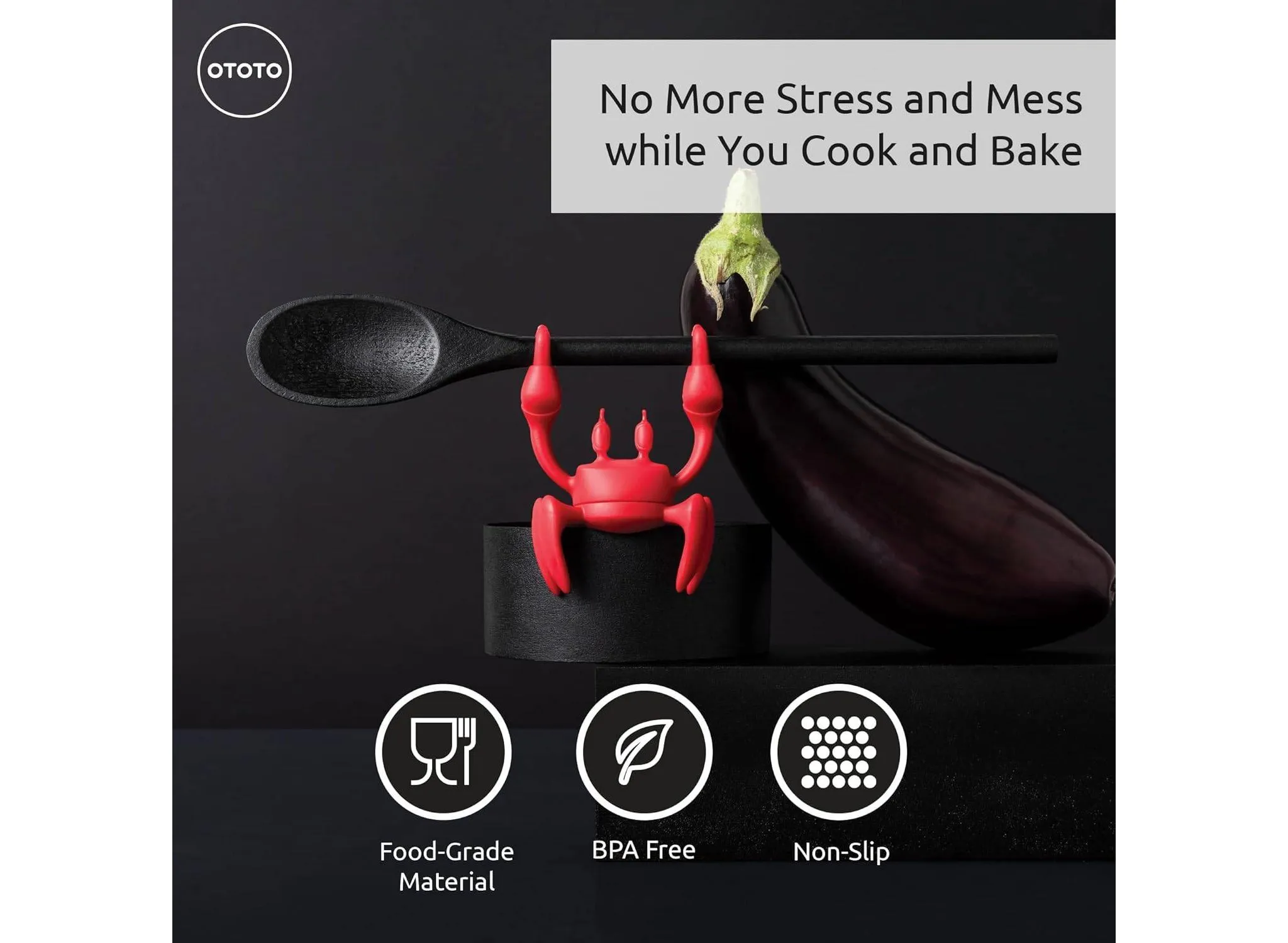 Red The Crab Spoon Holder and Steam Releaser: Silicone - Image 4