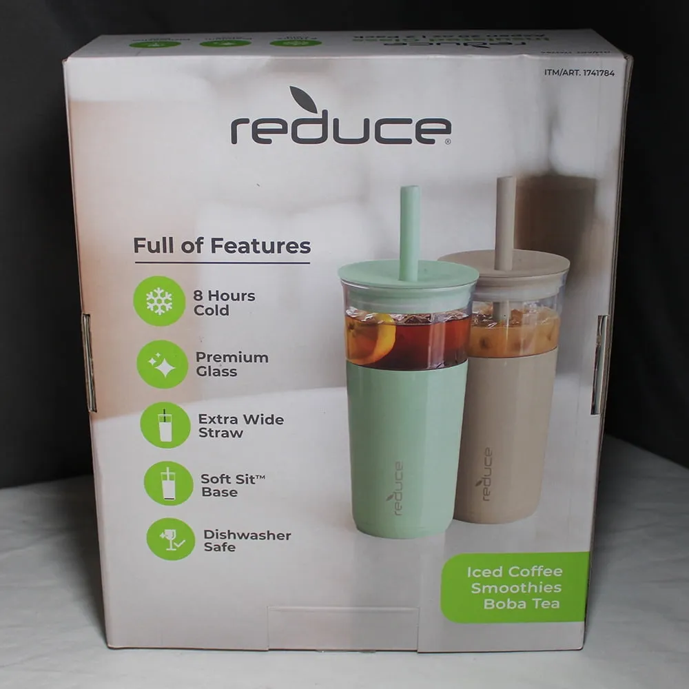 Reduce Aspen 20oz Insulated Glass Tumblers, 2-Pack - Green and Beige - Image 3