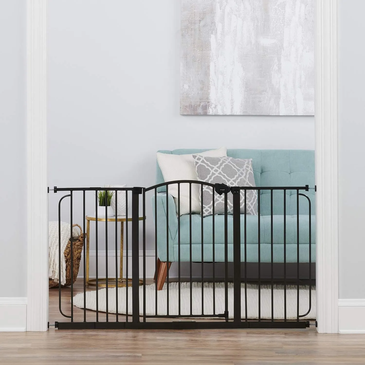 Arched Décor Walk-Thru Baby Gate - Black - Image 5