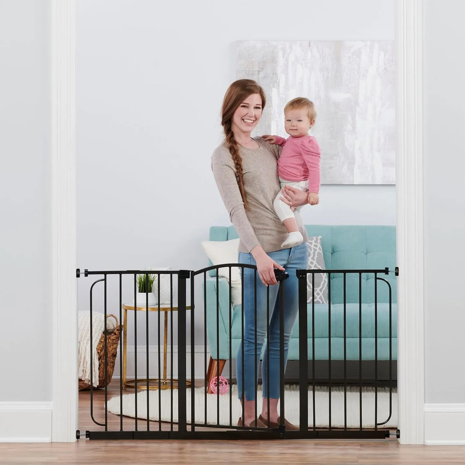 Arched Décor Walk-Thru Baby Gate - Black - Image 3