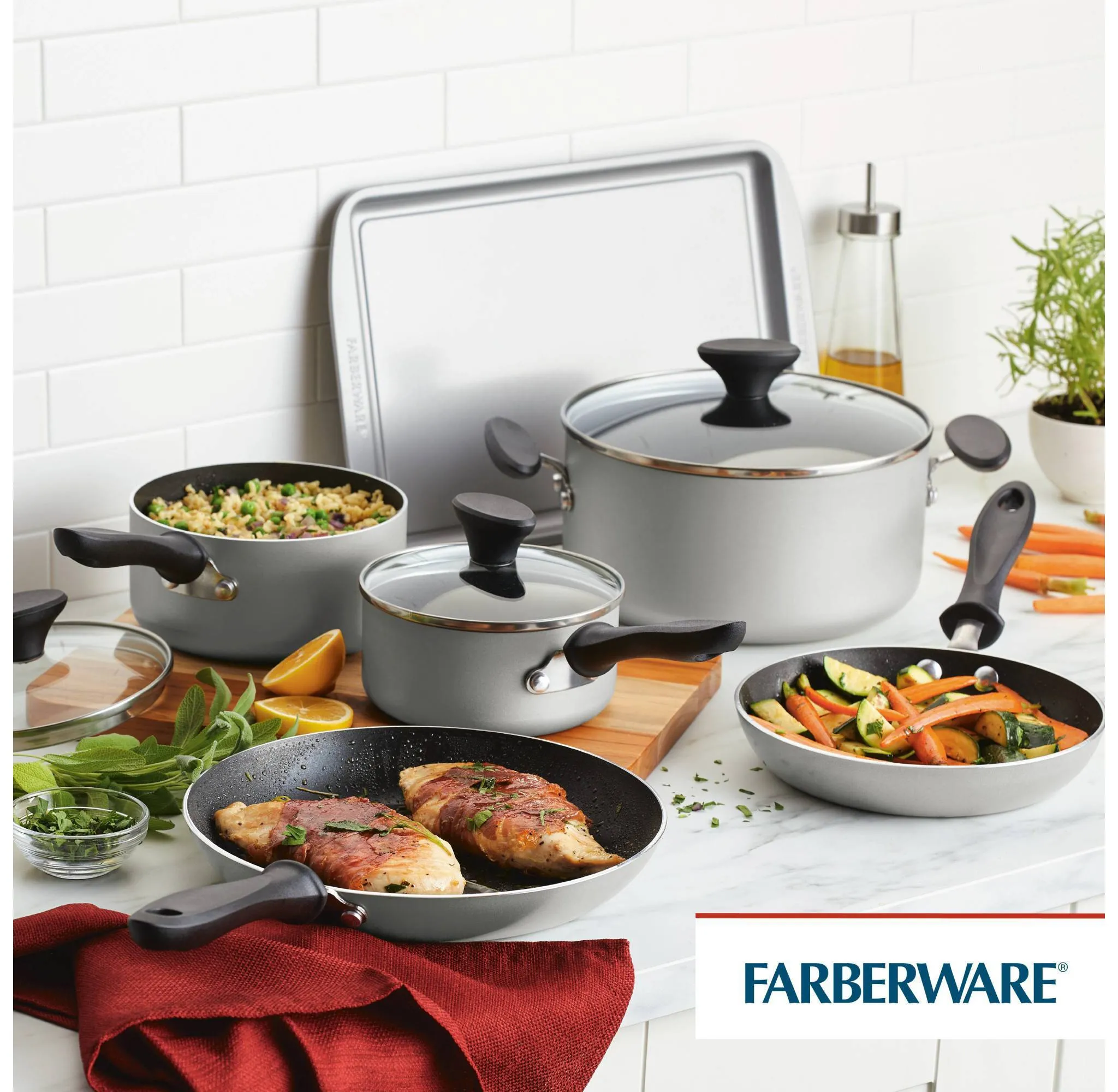 Reliance 15pc Aluminum Nonstick Cookware Set - Silver - Image 2