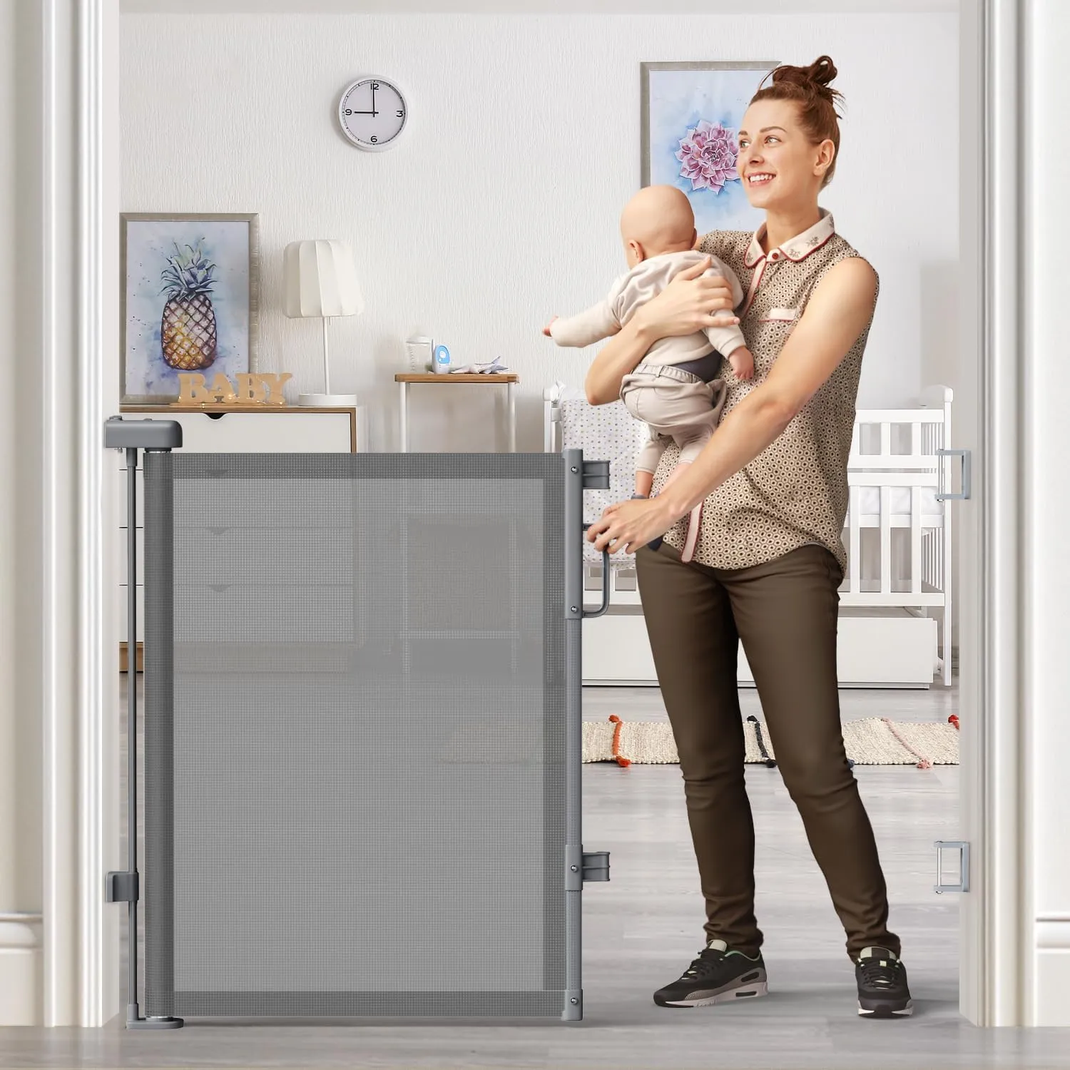 Retractable Baby Gate - Gray - Image 8