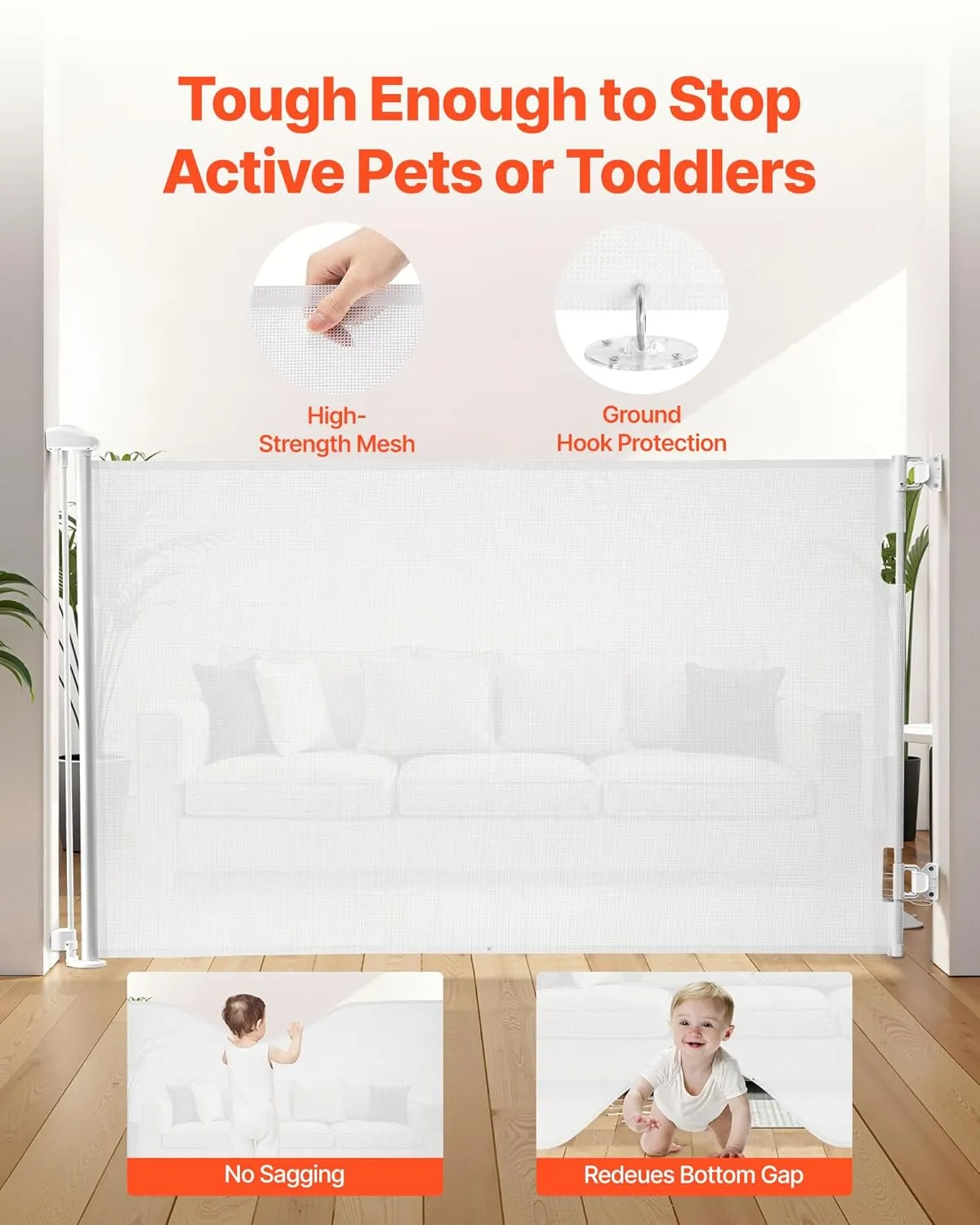 Retractable Baby Gate - White - Image 3