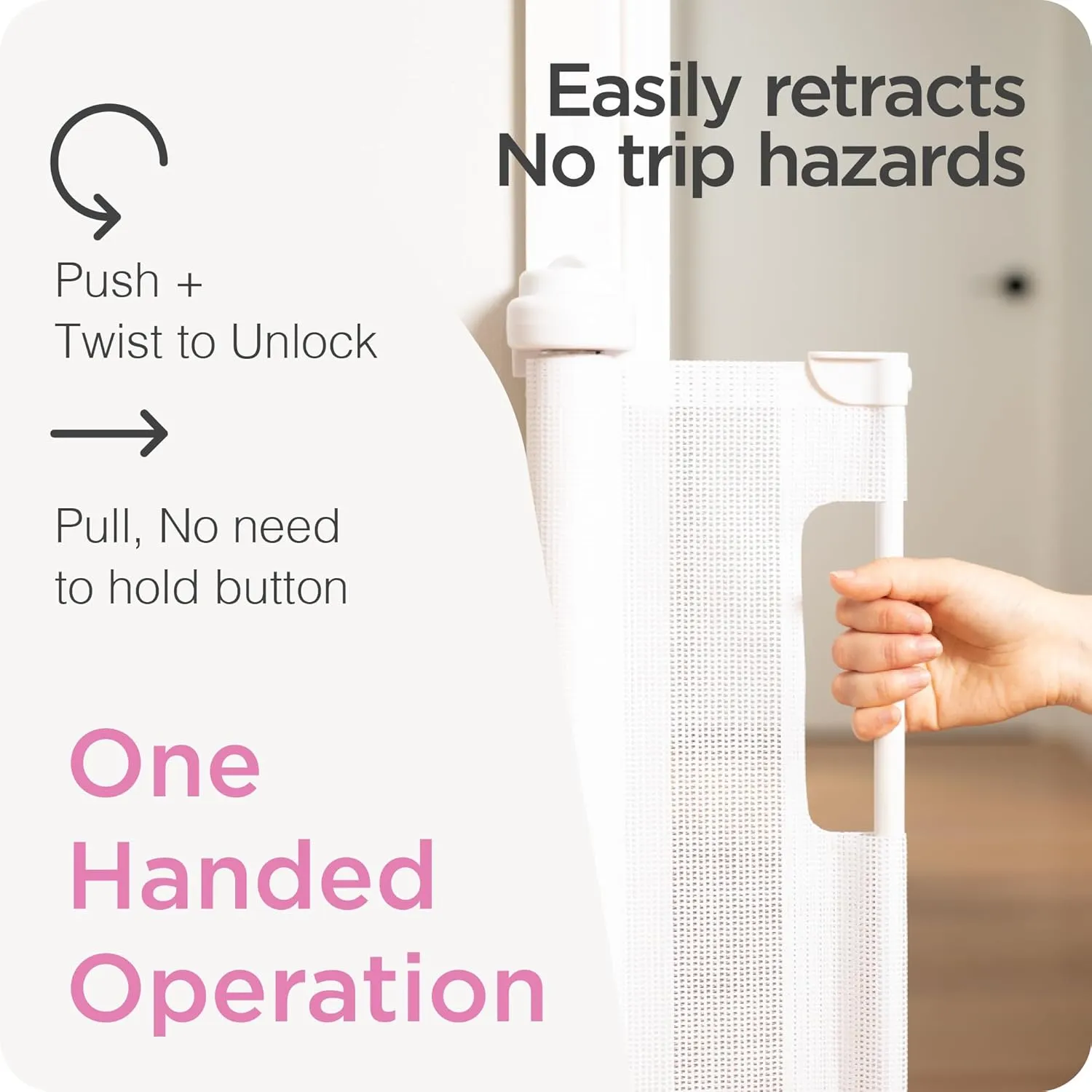 Retractable Baby Gate - White - Image 5
