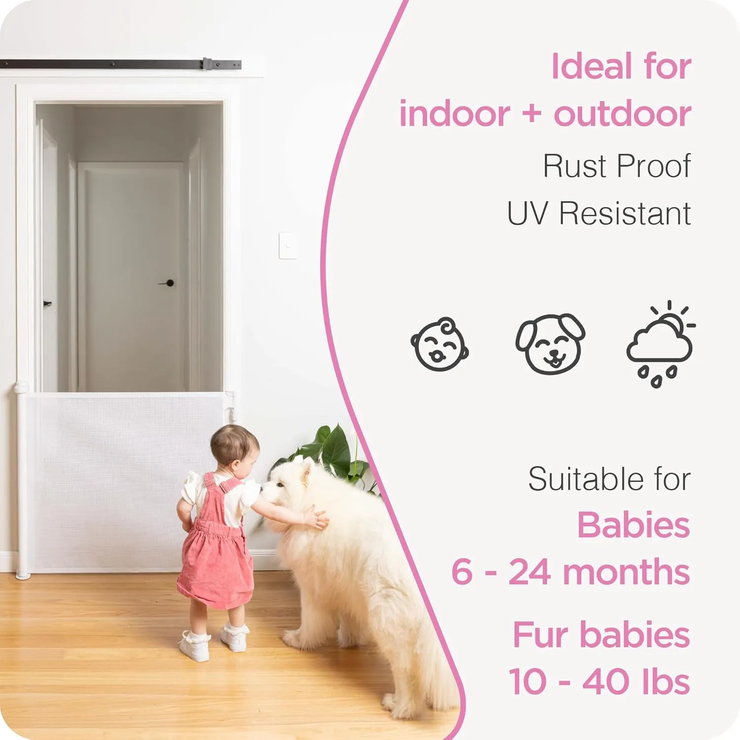Retractable Baby Gate - White - Image 6