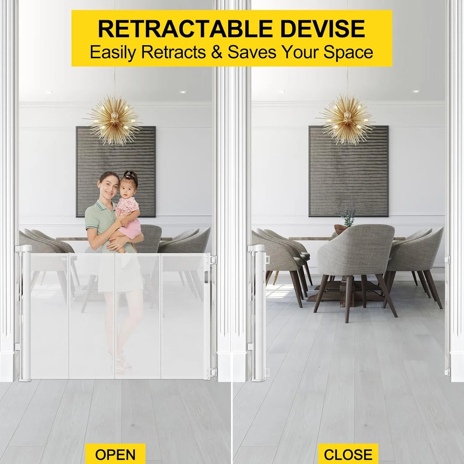 Retractable Dog Gate - White - Image 4