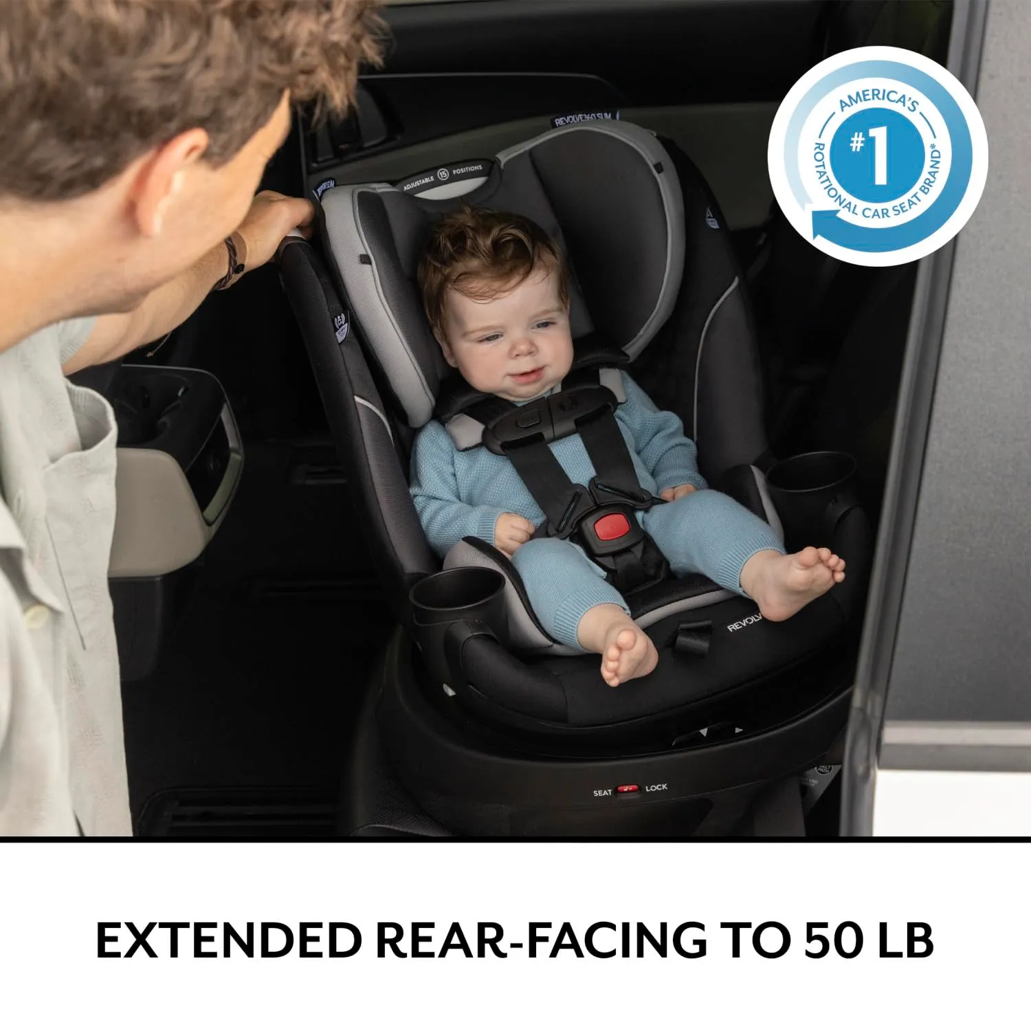 Revolve 360 Slim 2-in-1 Rotational Convertible Car Seat - Canton Black - Image 3