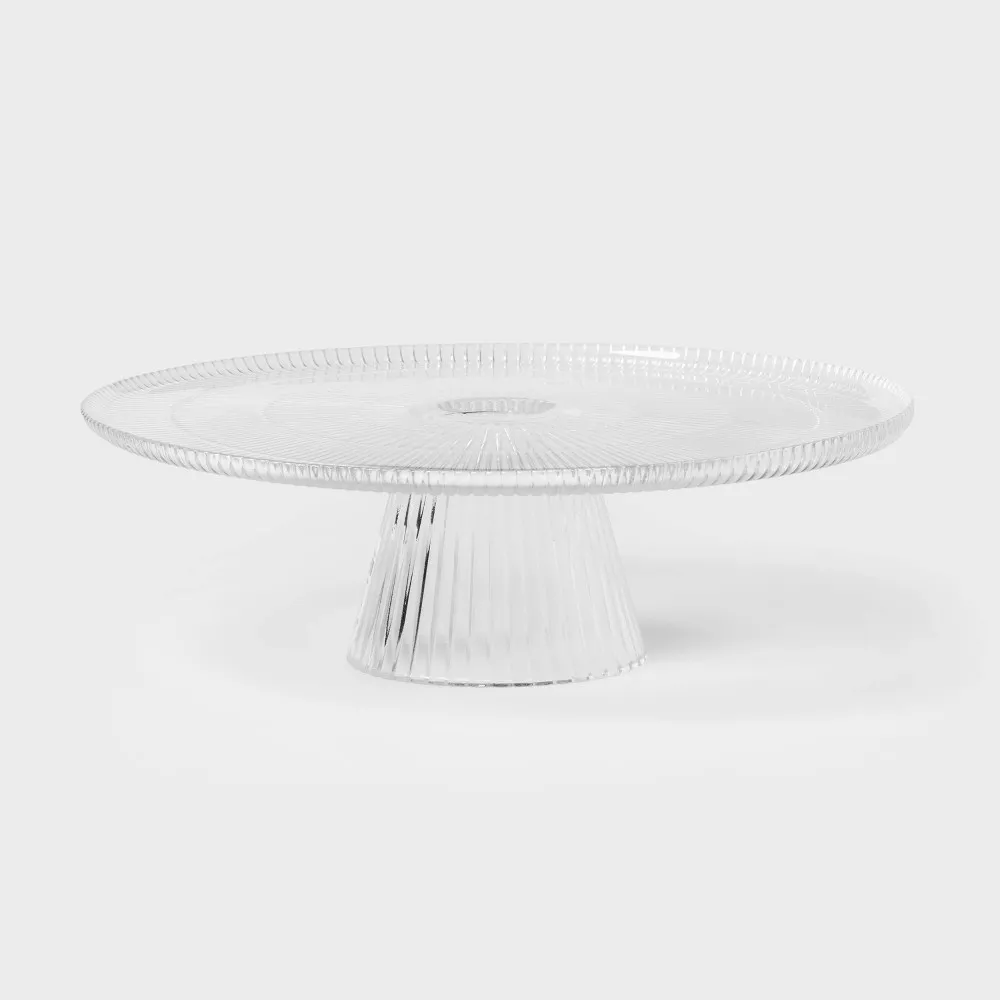 Ribbed Large Glass Cake Stand - Image 4