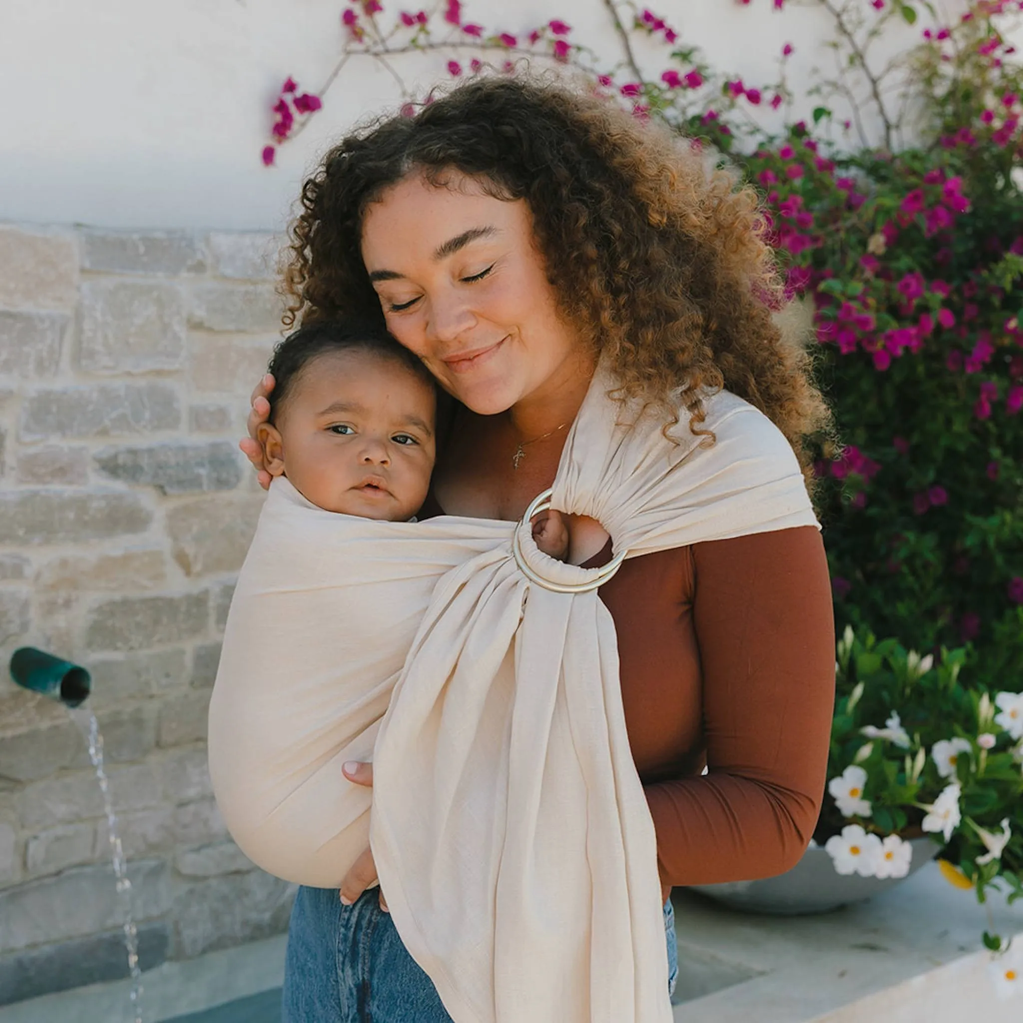 Ring Sling Baby Carrier - Sparrow/Gold Ring - Image 5