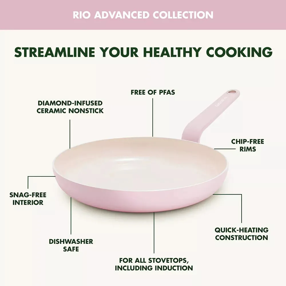 Rio Advanced 2pc 10" and 12" Ceramic Nonstick Fry Pan Set - Pink - Image 3