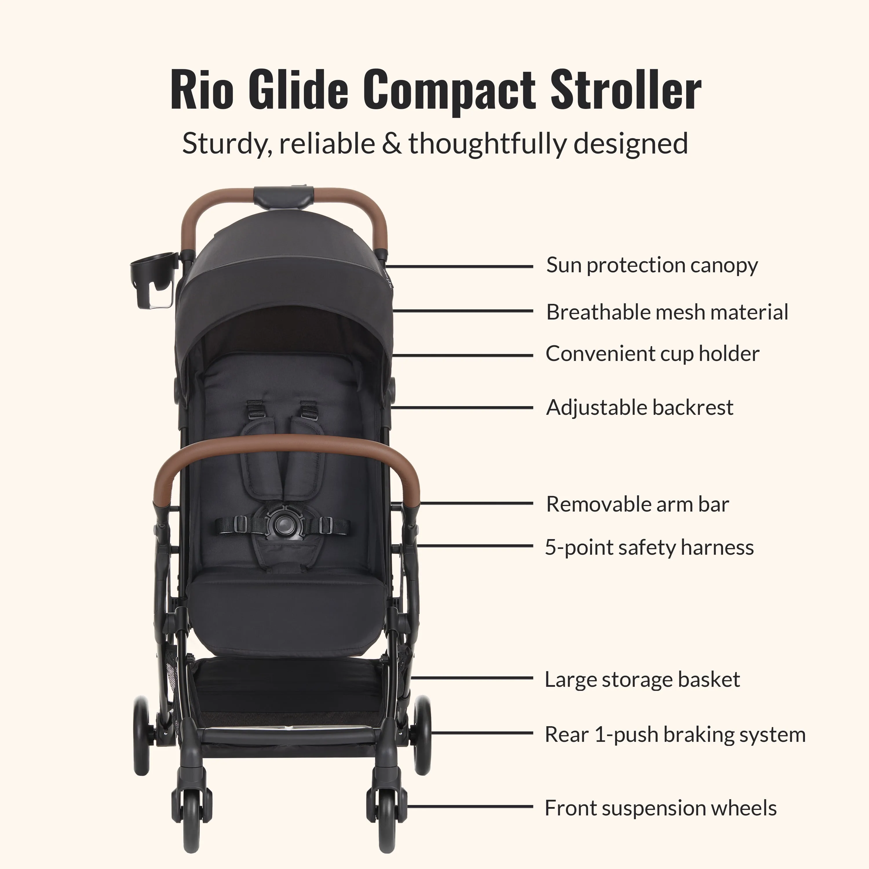 Rioglide Compact Stroller - Black - Image 4