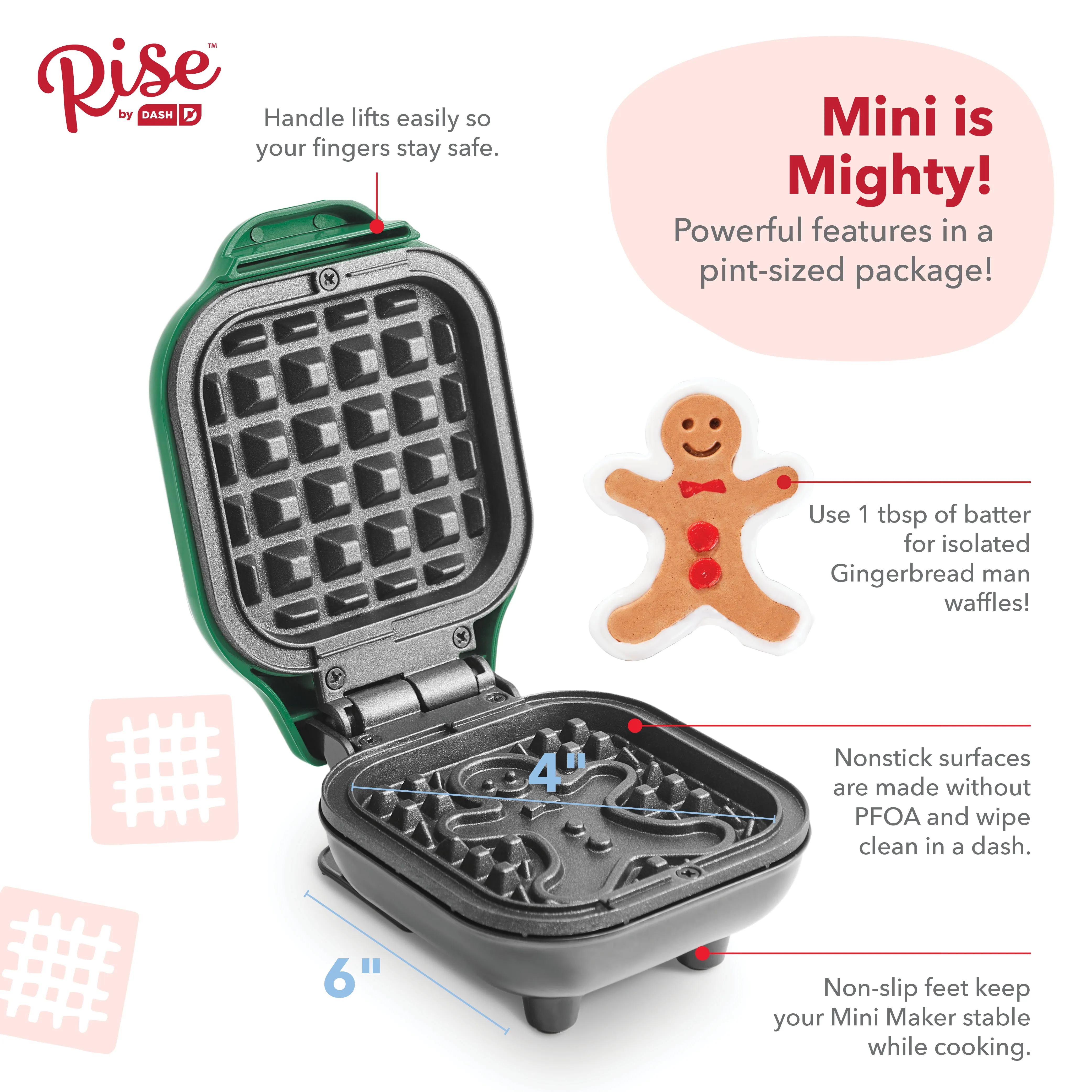 Rise By Dash Gingerbread Mini Waffle Maker - Image 7