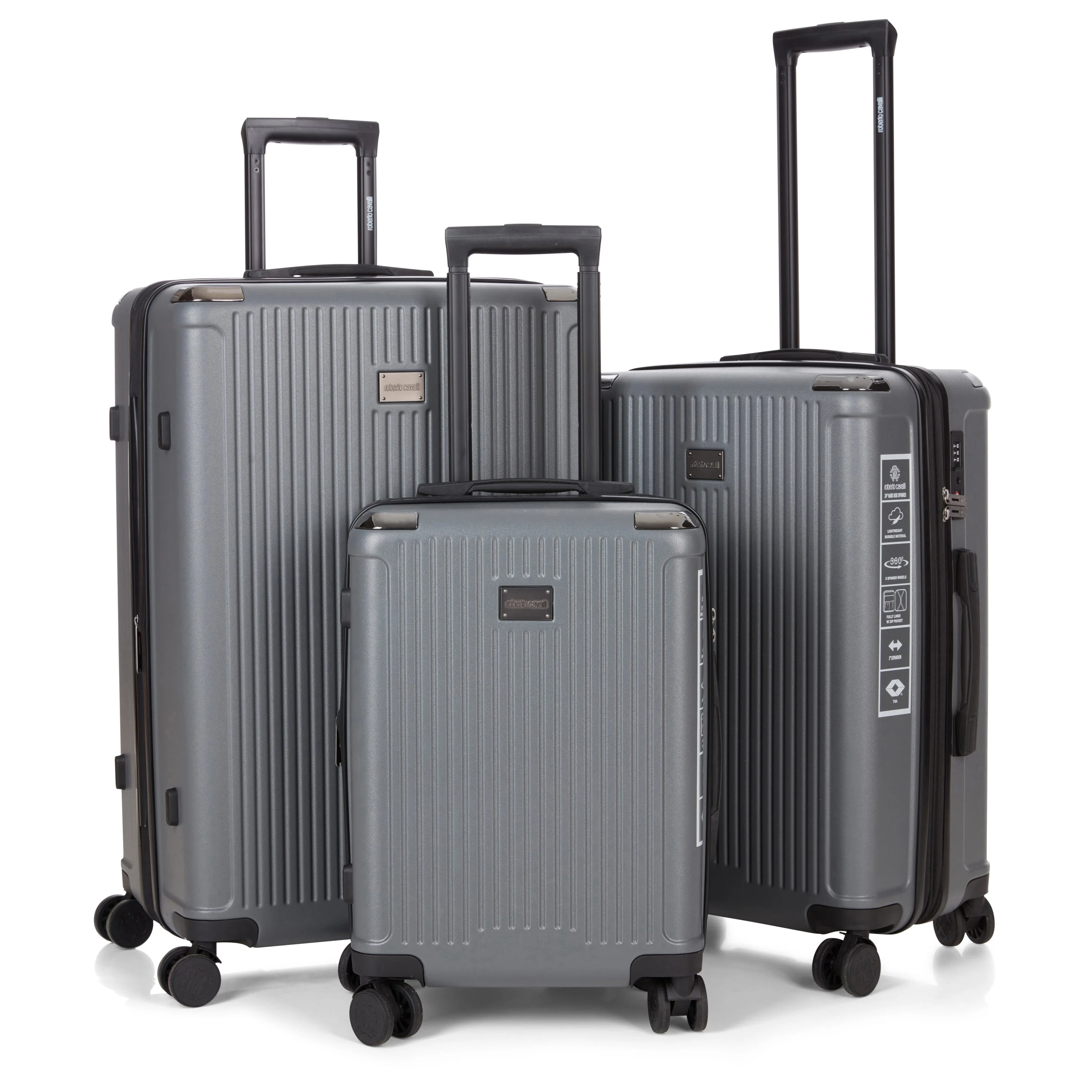 ROBERTO CAVALLI 3 Piece Luggage Set With Expandable Hard Shell & 8 Spinner Wheels - Image 8