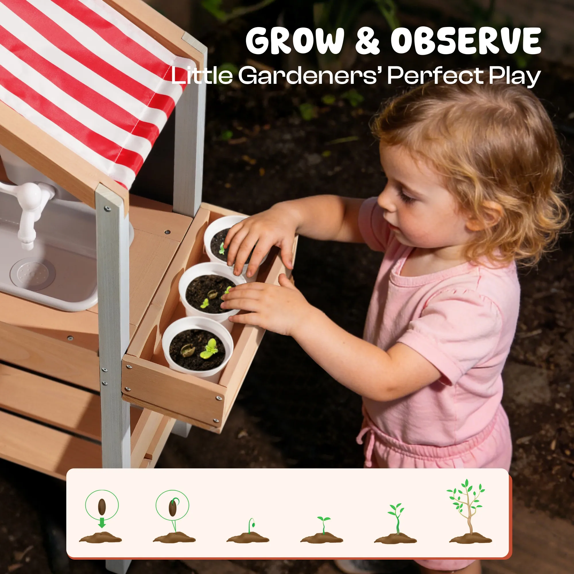 Mud Kitchen for Kids Outdoor with Canopy - Image 10