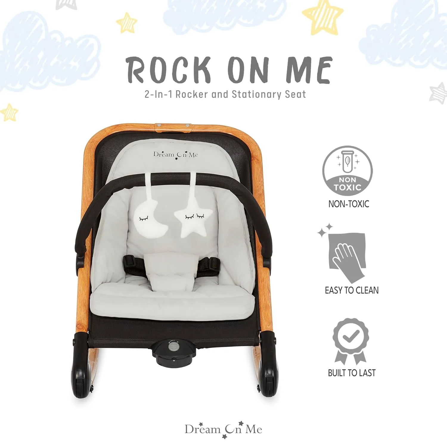 Rock With Me 2-in-1 Baby Rocker - Black & Grey - Image 10