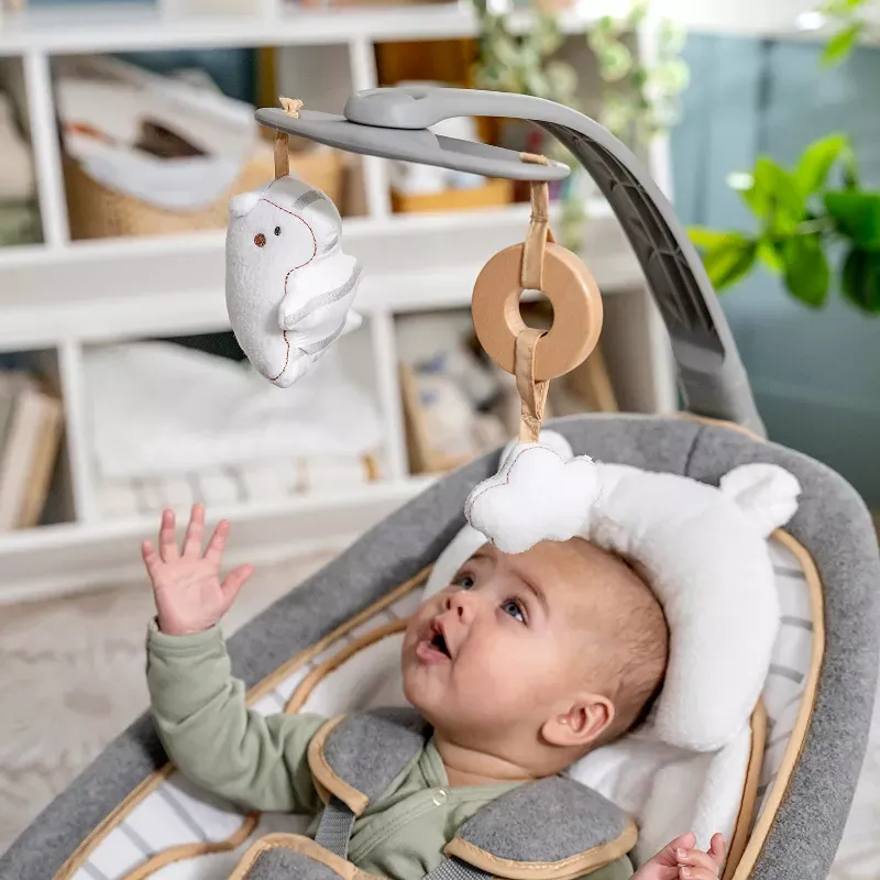 Plush Modern Baby Rocker & Stationary Seat - Beige - Image 5