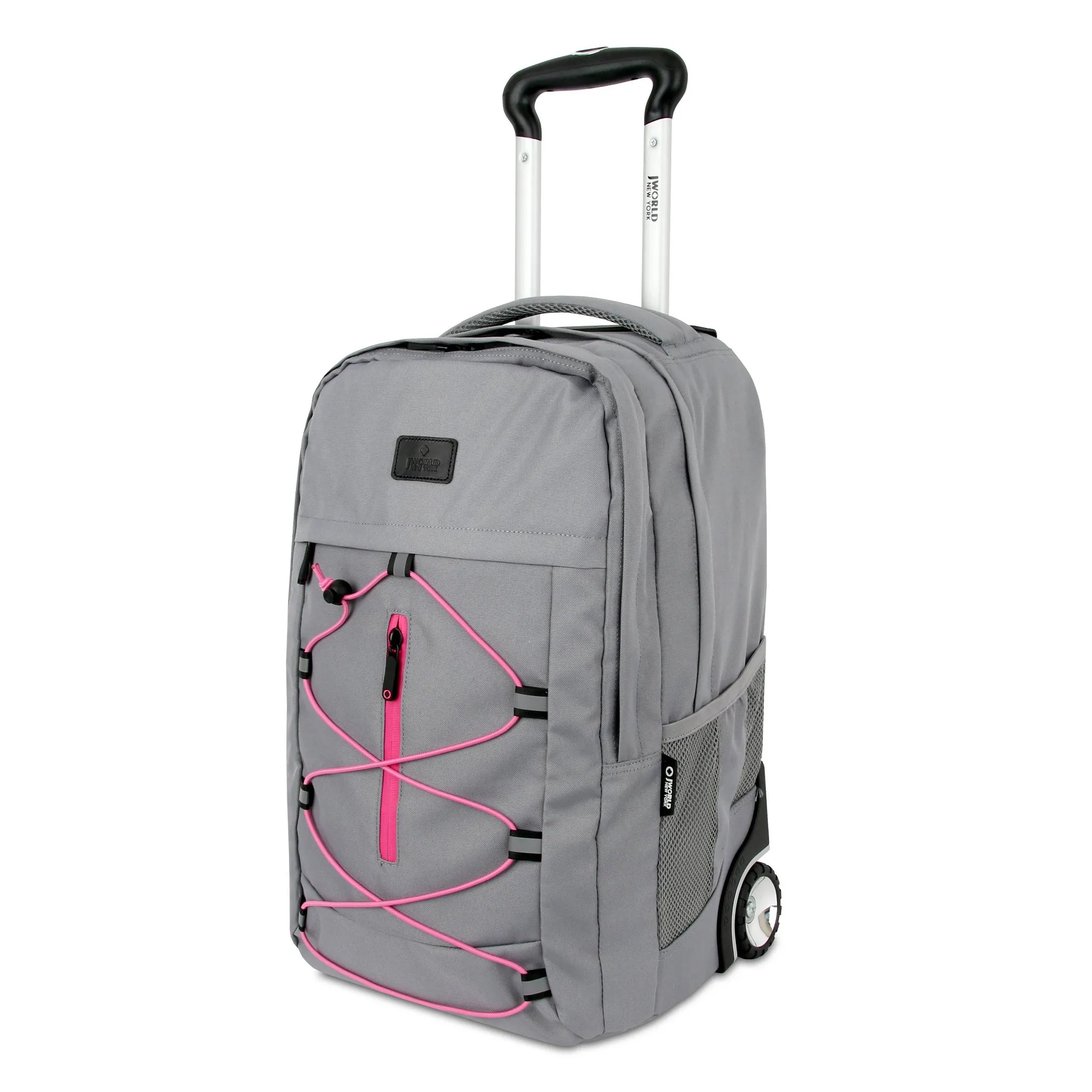 Rolling Laptop Backpack - Gray/Pink - Image 2