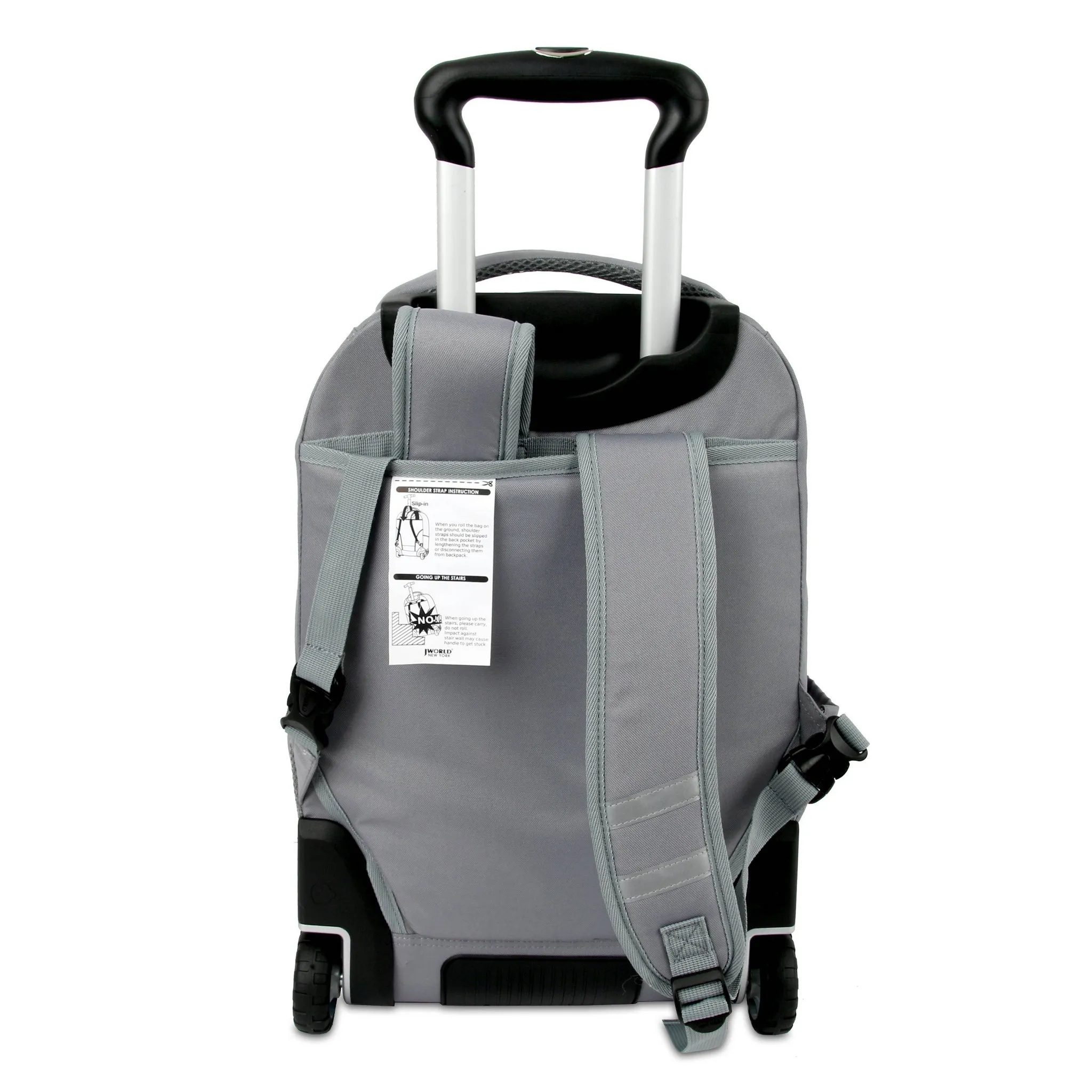 Rolling Laptop Backpack - Gray/Pink - Image 3