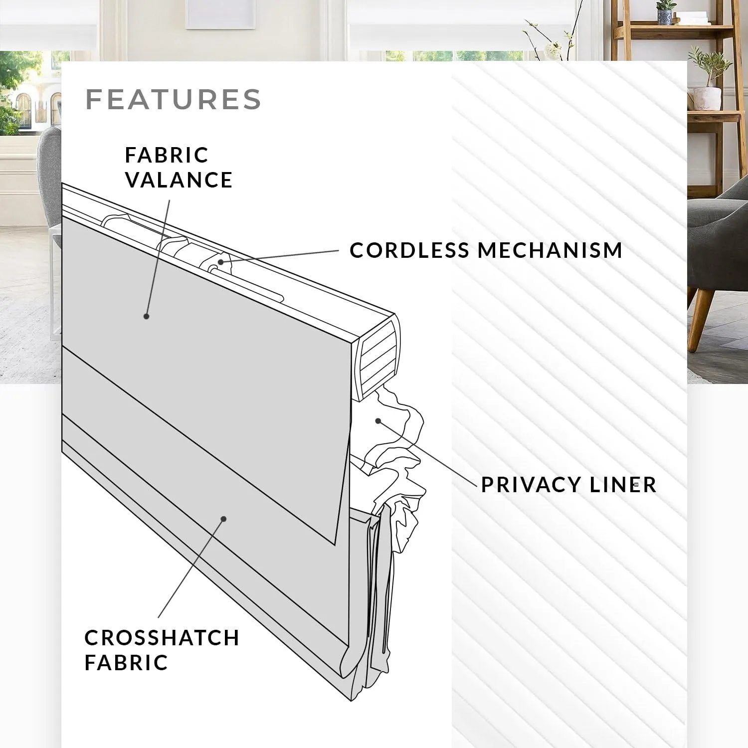 Roman Window Shades - White - 31" x 64" - Image 5
