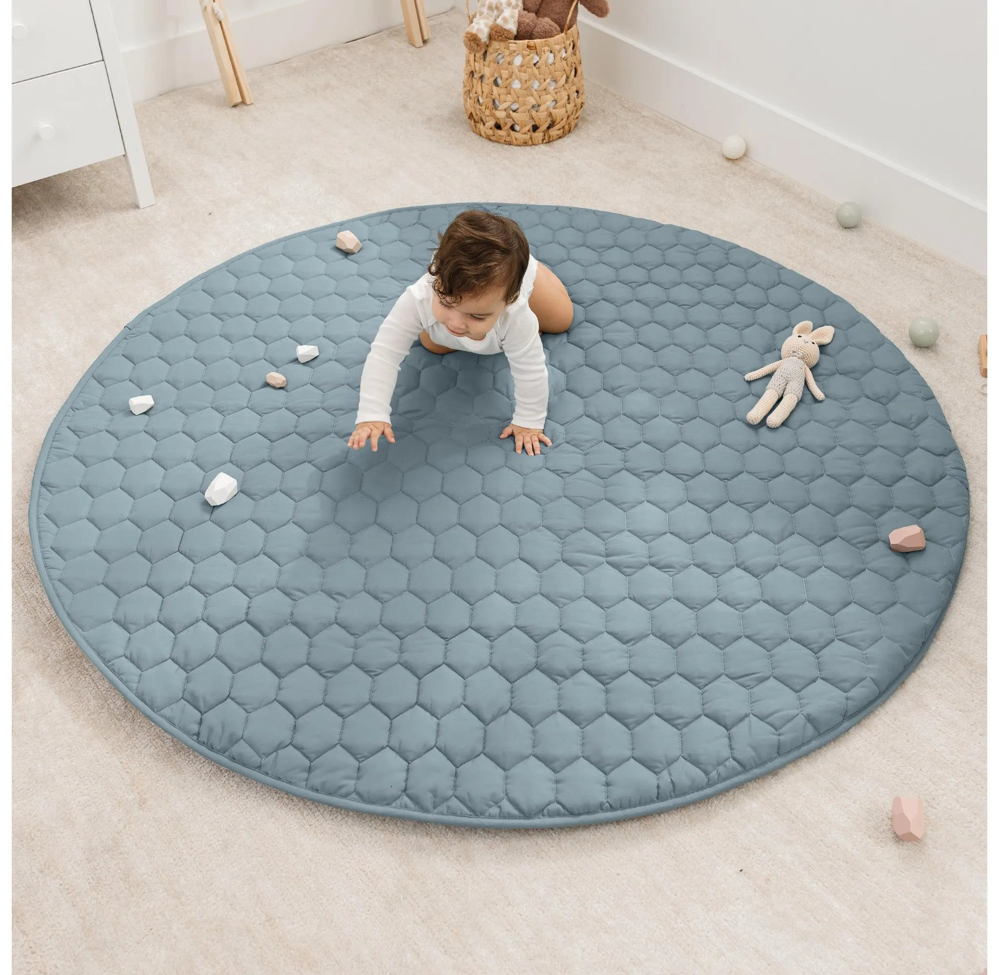 Round 60-Inch Play Mat - Pacific Blue