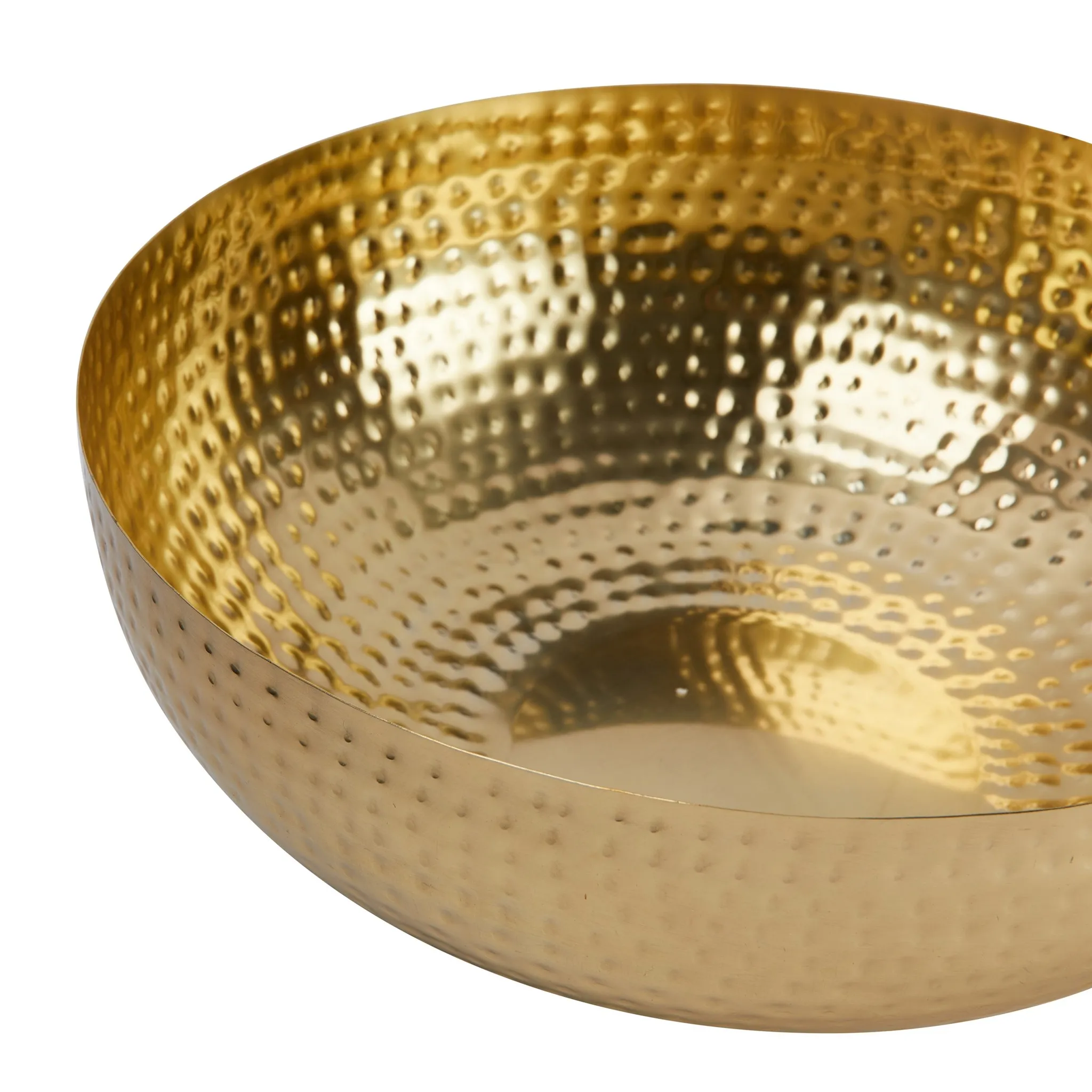 Round Hammered Metal Bowl - Gold Finish - Image 2