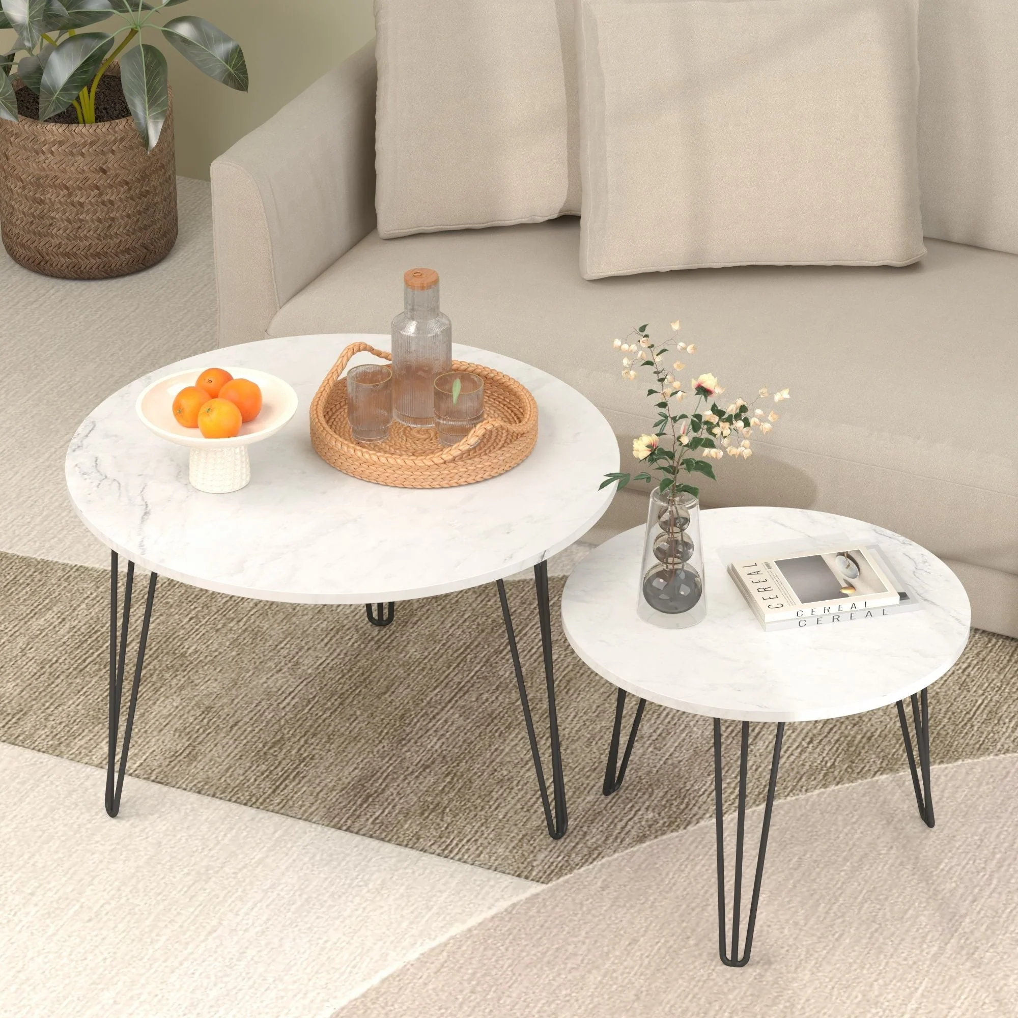 Round Nesting Coffee Table for Living Room (Set of 2) - Image 5