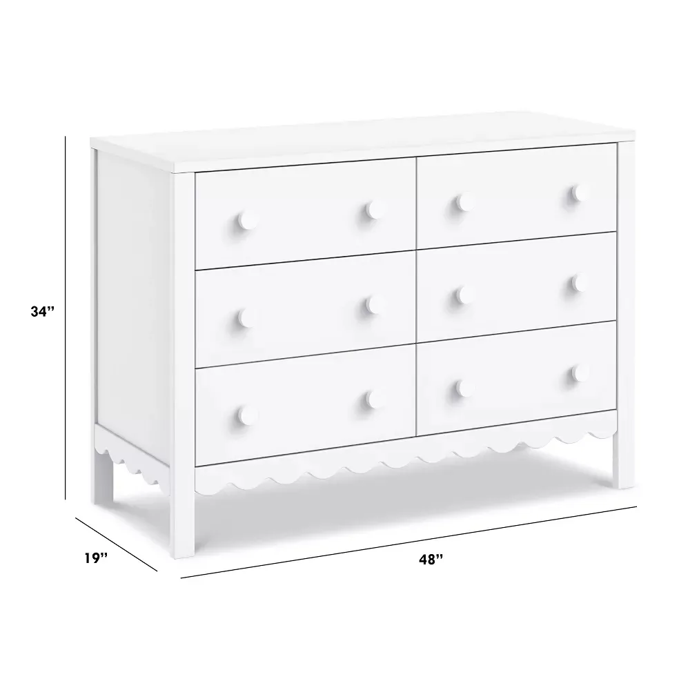 Sammy Scallop 6-Drawer Dresser - White - Image 2