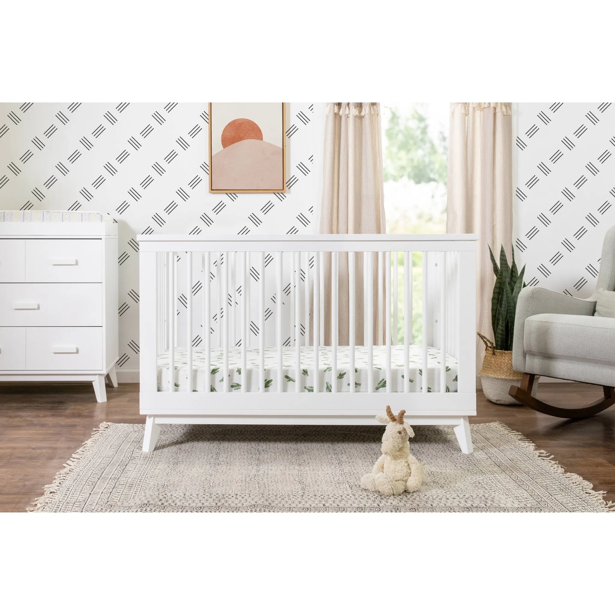 Scoot 3-in-1 Convertible Crib with Toddler Rail - White - Image 5