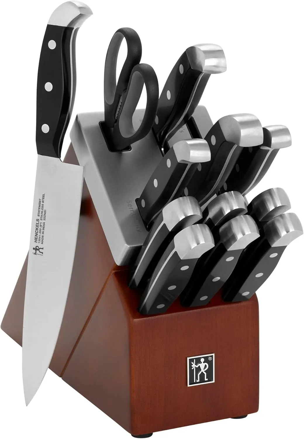 Self-Sharpening Knife Block Set - Black/Brown - Image 4