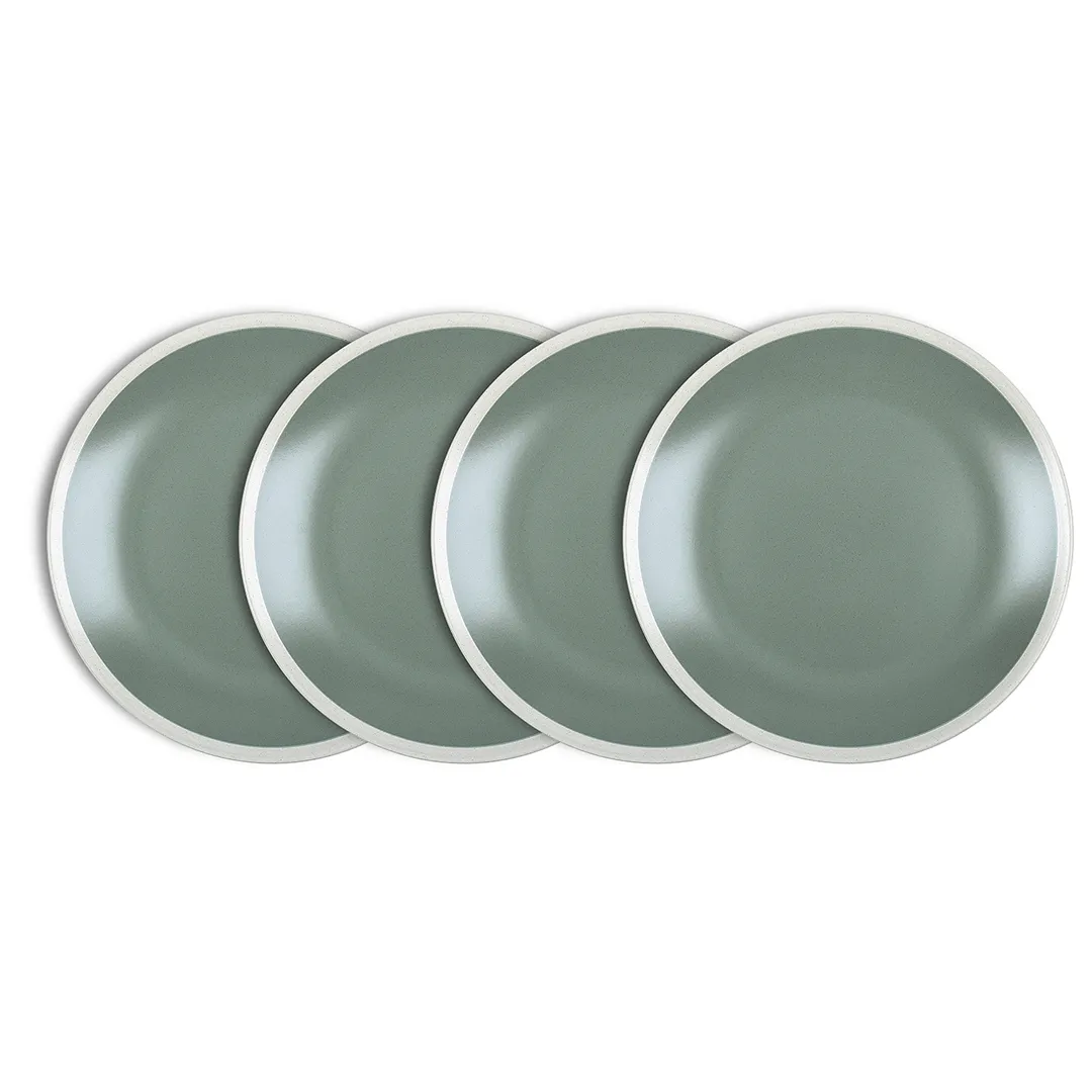 Serenity Stoneware Dinner Plate Set of 4 - Green and Cream