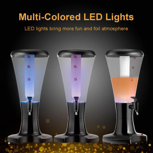 Set of 2 3L Draft Beer Tower Dispenser With LED Lights - Image 6