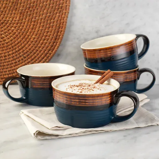 Set of 4 Oversized Mugs - Blue - Image 2