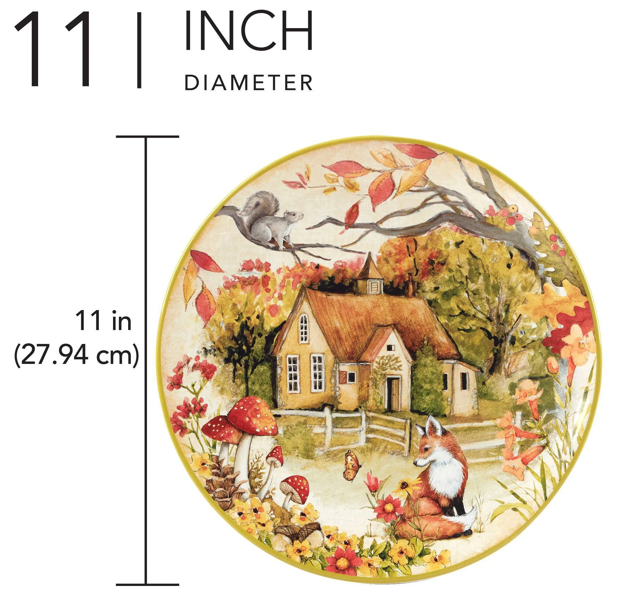 Set of 4 Woodland Critters Dinner Plates