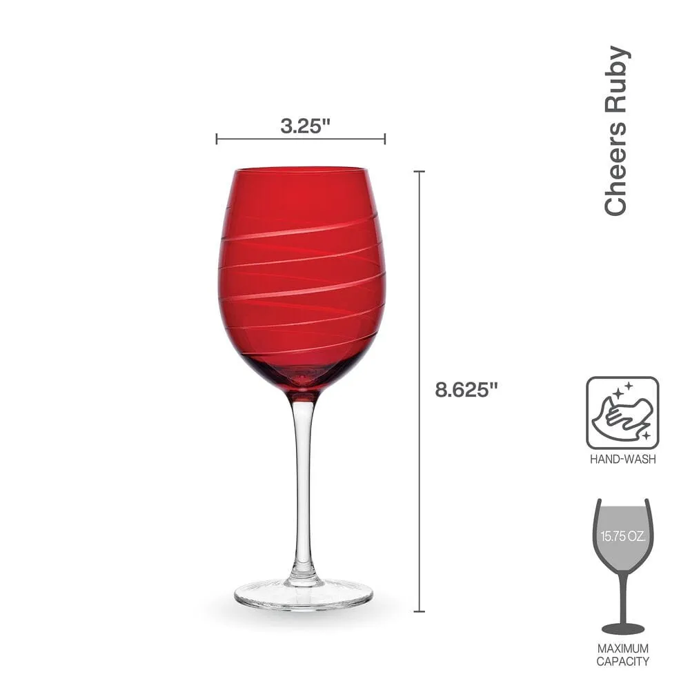 Set of 6 Wine Glasses - Ruby Red - Image 5