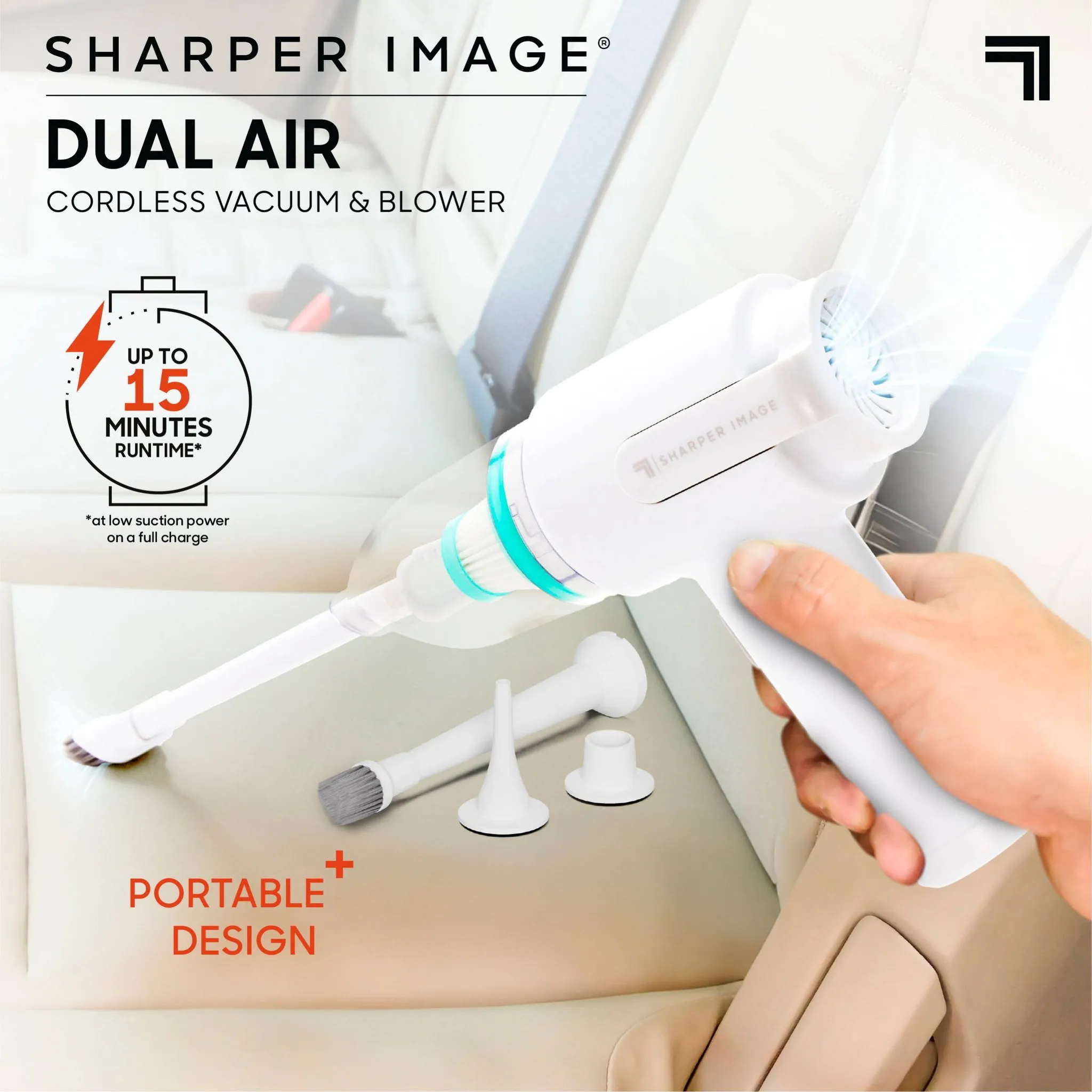 Sharper Image Cordless Handheld Vacuum and Blower - White - Image 4