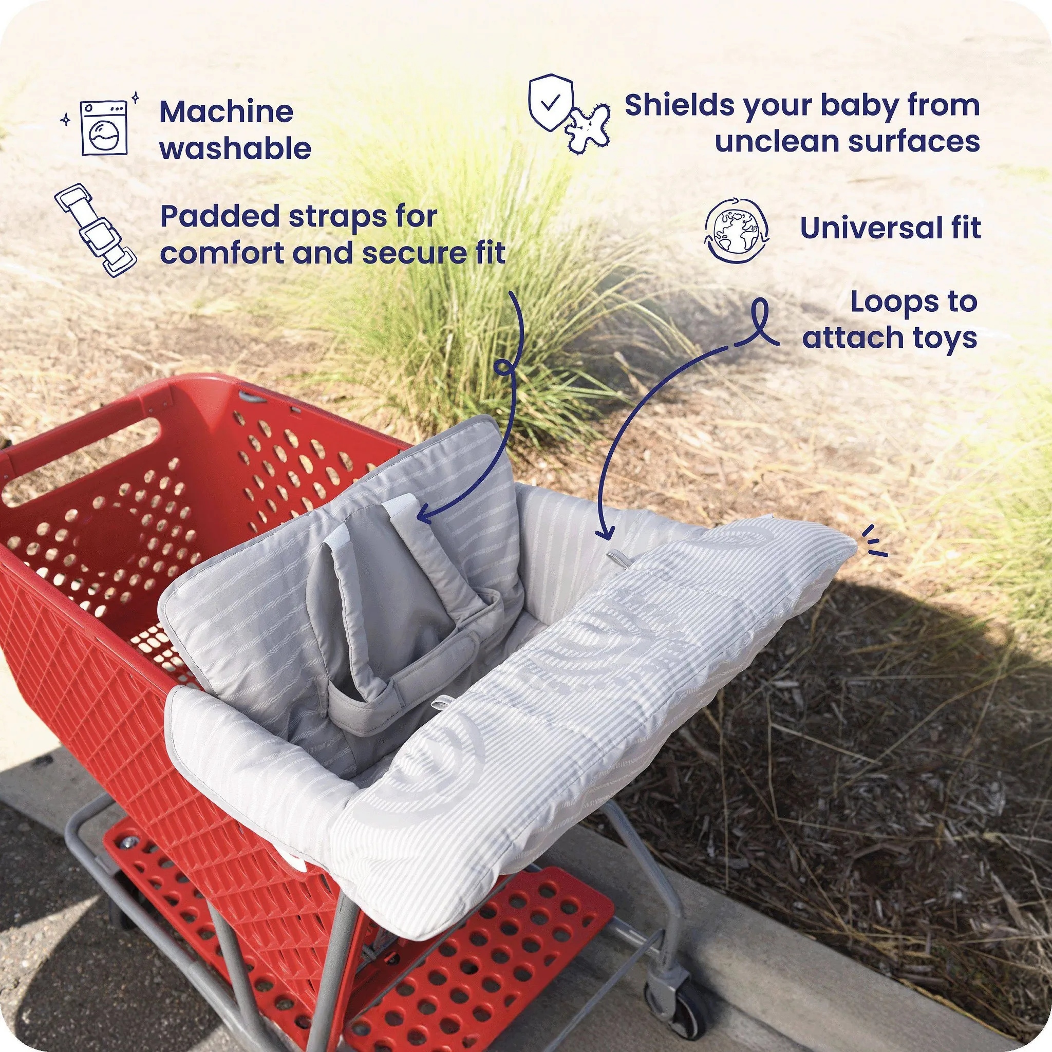Shopping Cart and Highchair Cover - Gray - Image 3