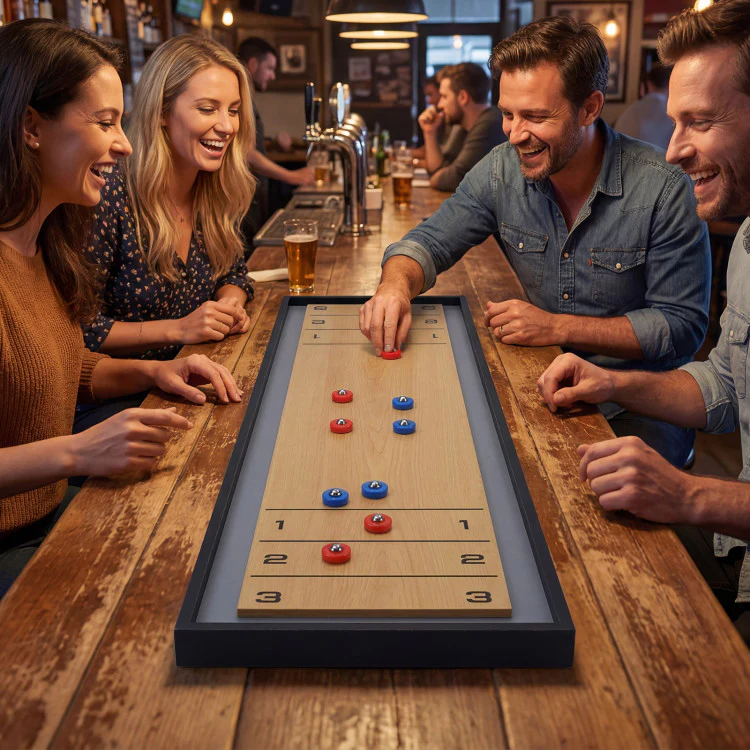 Shuffleboard and Curling 2 in 1 Board Game Portable 2-Sided Tabletop Shuffle Board Game - Image 2