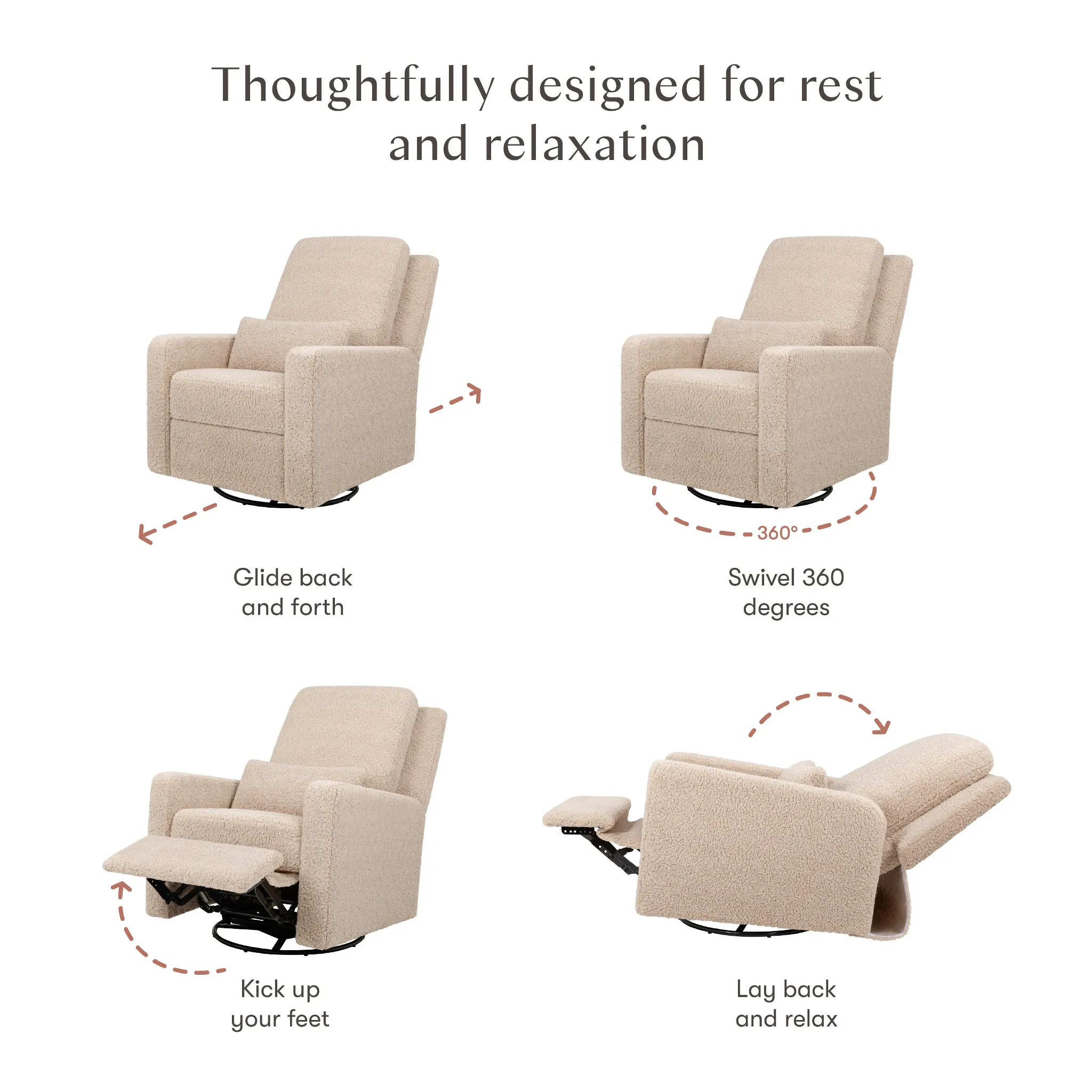 Sigi Recliner and Swivel Glider - Faux Shearling Cream - Image 5