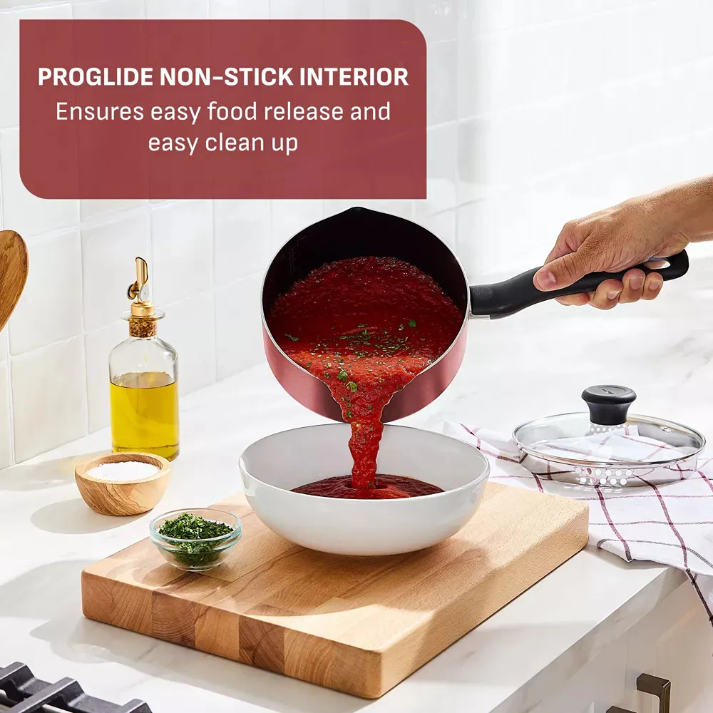 Simply Cook 1.5qt Nonstick Sauce Pan with Lid Red - Image 4